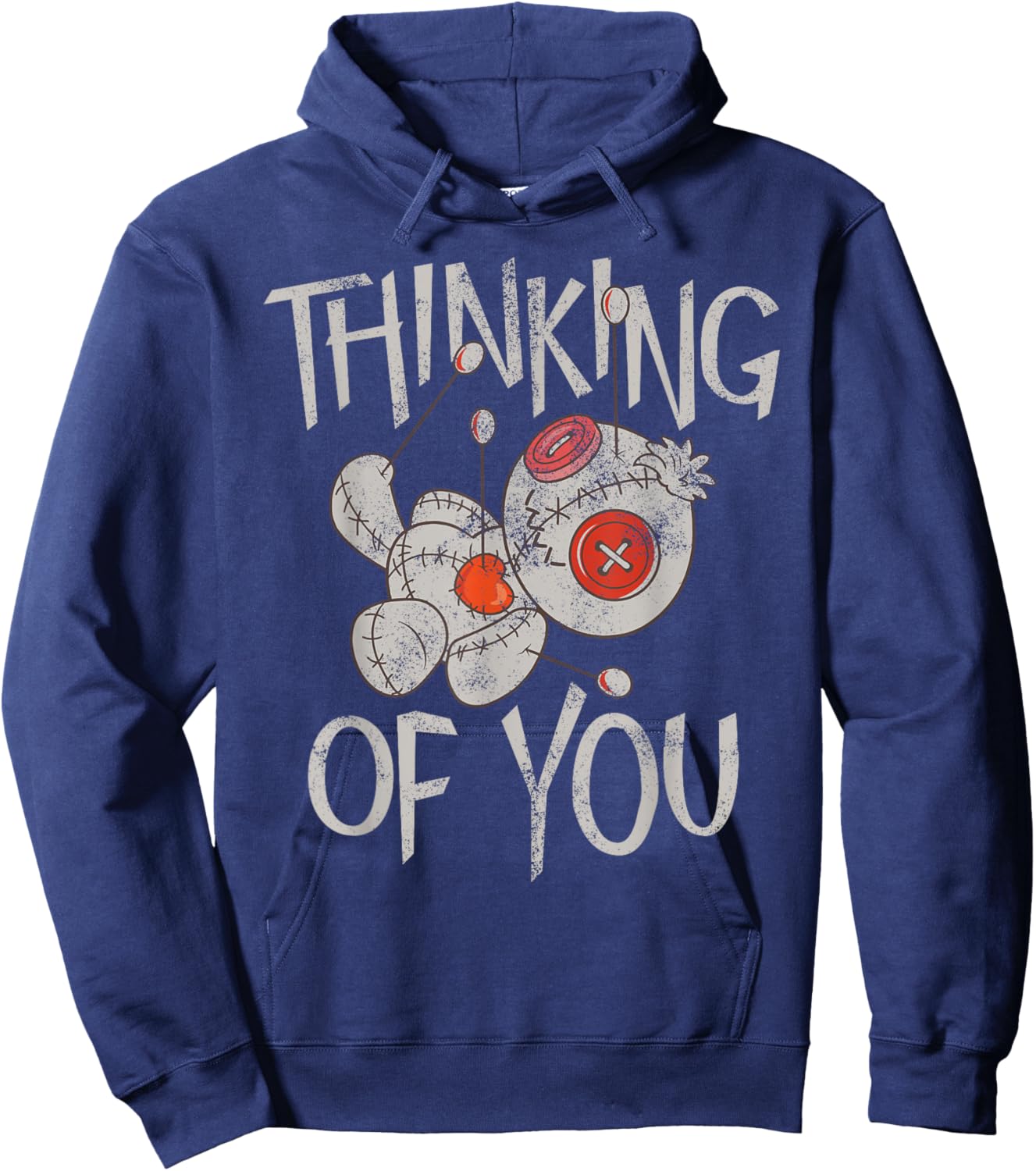 Funny Halloween Thinking of You Funny Voodoo Doll Graphic Hoodie - Hoodie | Navy