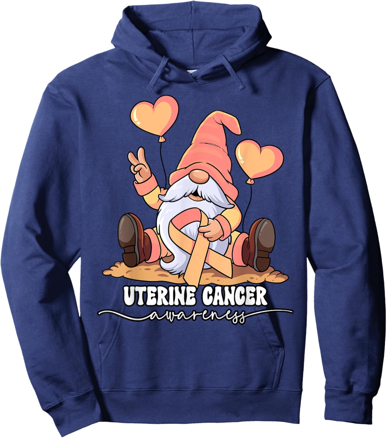 Uterine Cancer Awareness by Uterine Cancer Awareness - -Adults, Black, Small, Short Sleeve, Classic Fit Hoodie - Hoodie | Navy