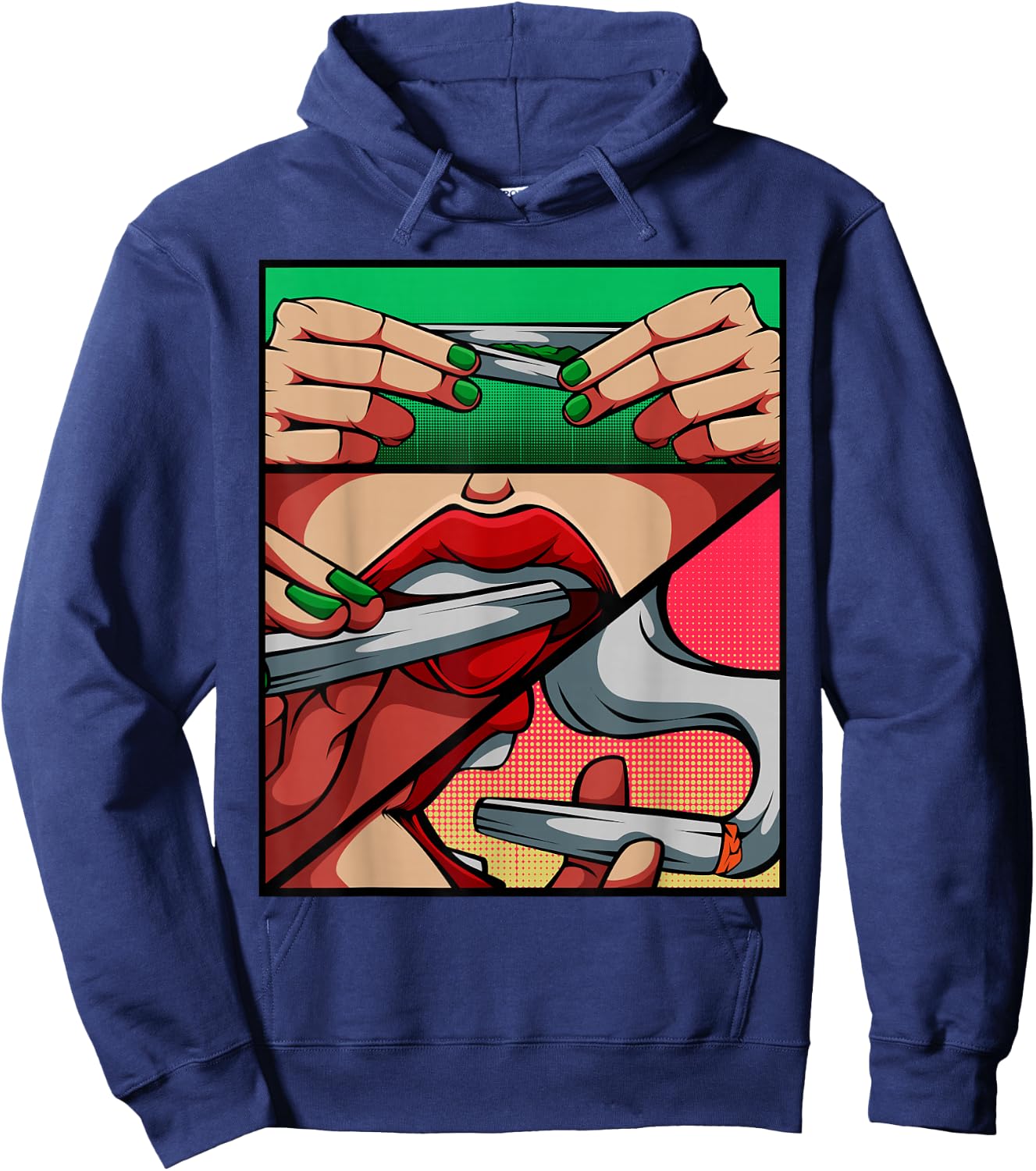Roll It Lick It Smoke It Marijuana Weed Pot Sexy Lips Hoodie - Hoodie | Navy