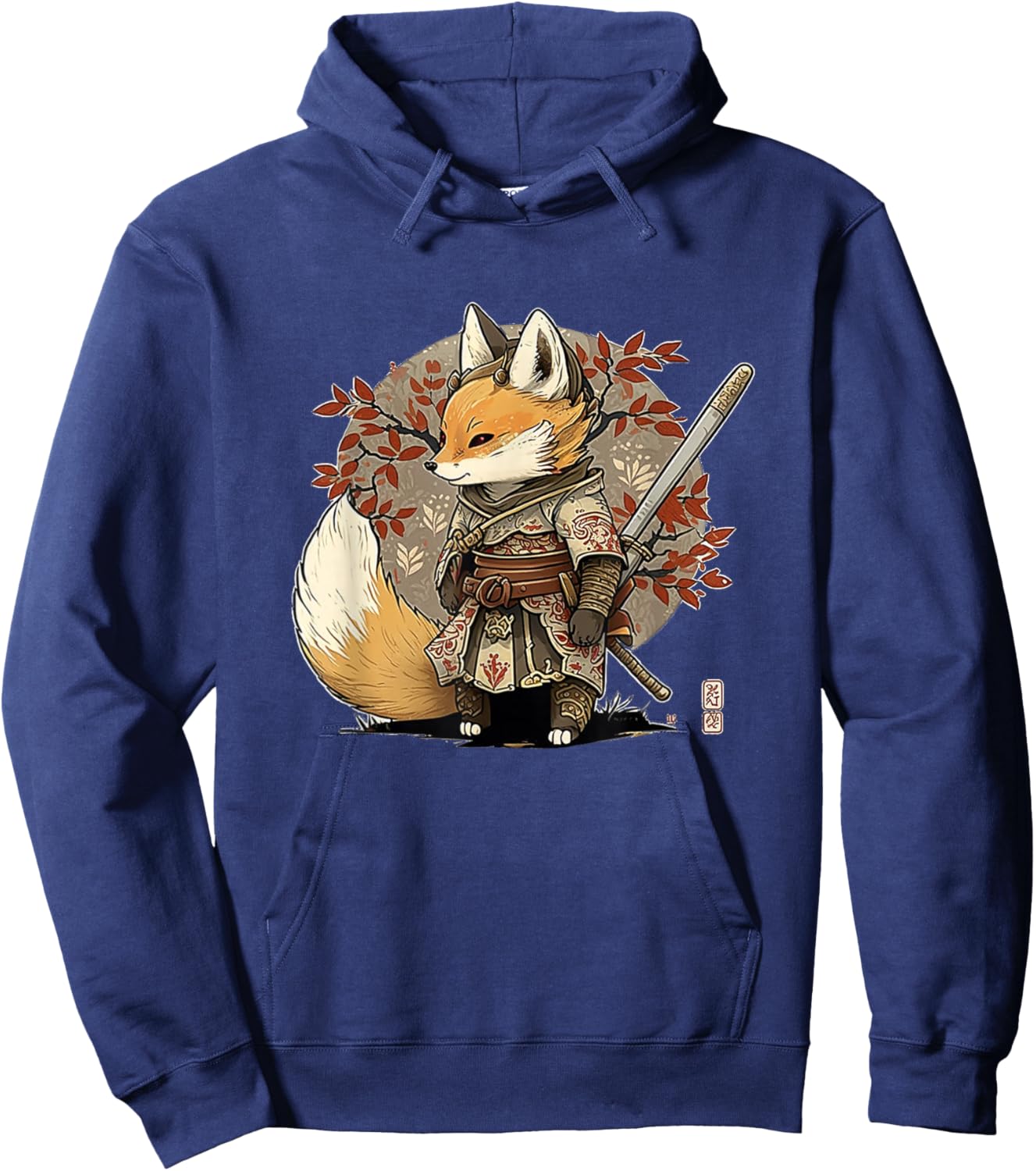 Kawaii Japanese Style Samurai Fox Anime Hoodie - Hoodie | Navy