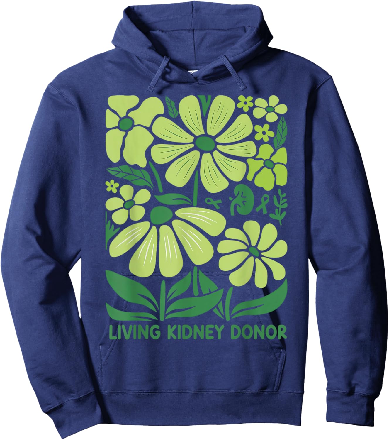 Boho Flower Living Kidney Donor Kidney Disease Awareness Hoodie - Hoodie | Navy