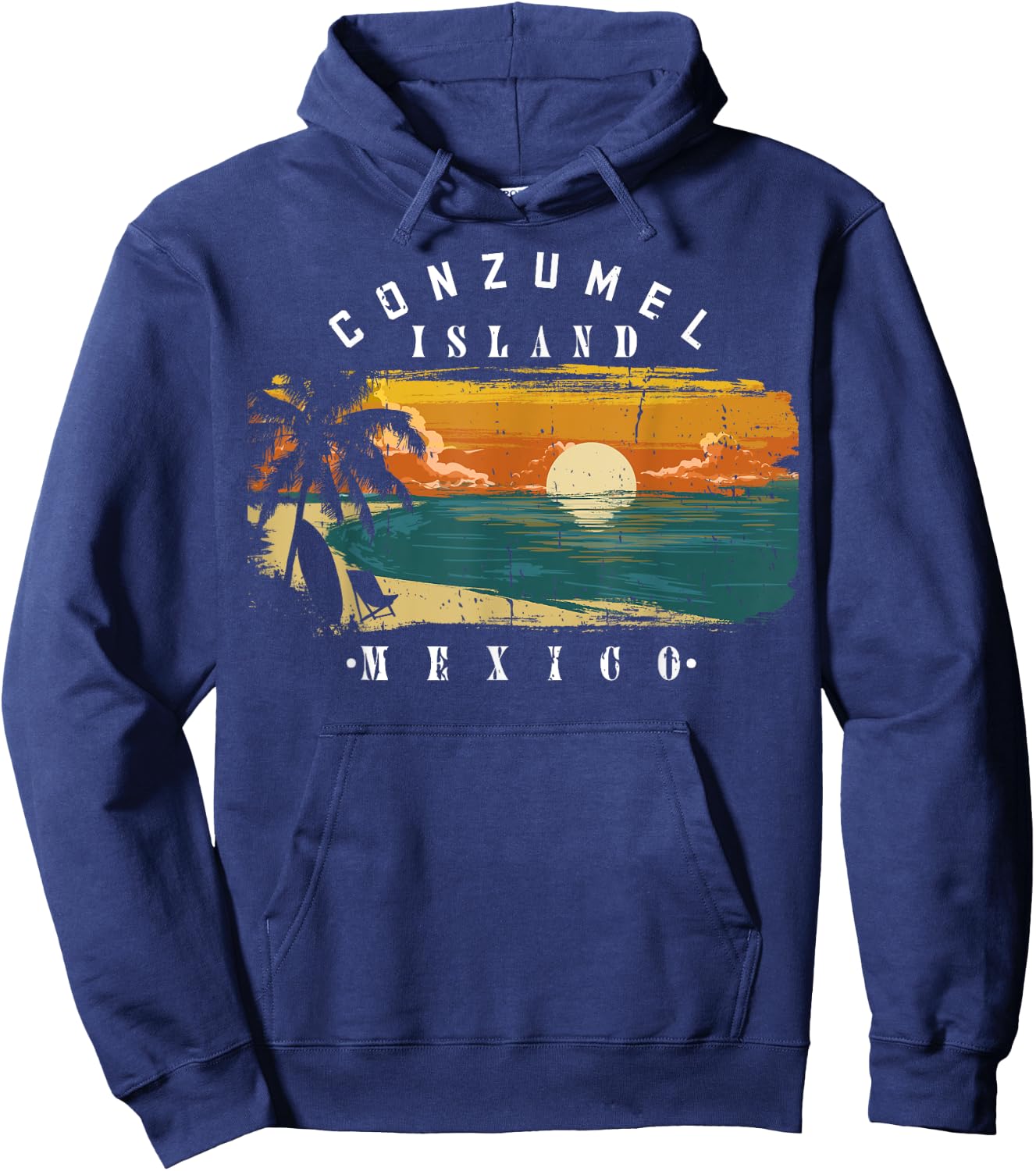 Cozumel Mexico Beaches Retro Cool Distressed Graphic Women Hoodie - Hoodie | Navy