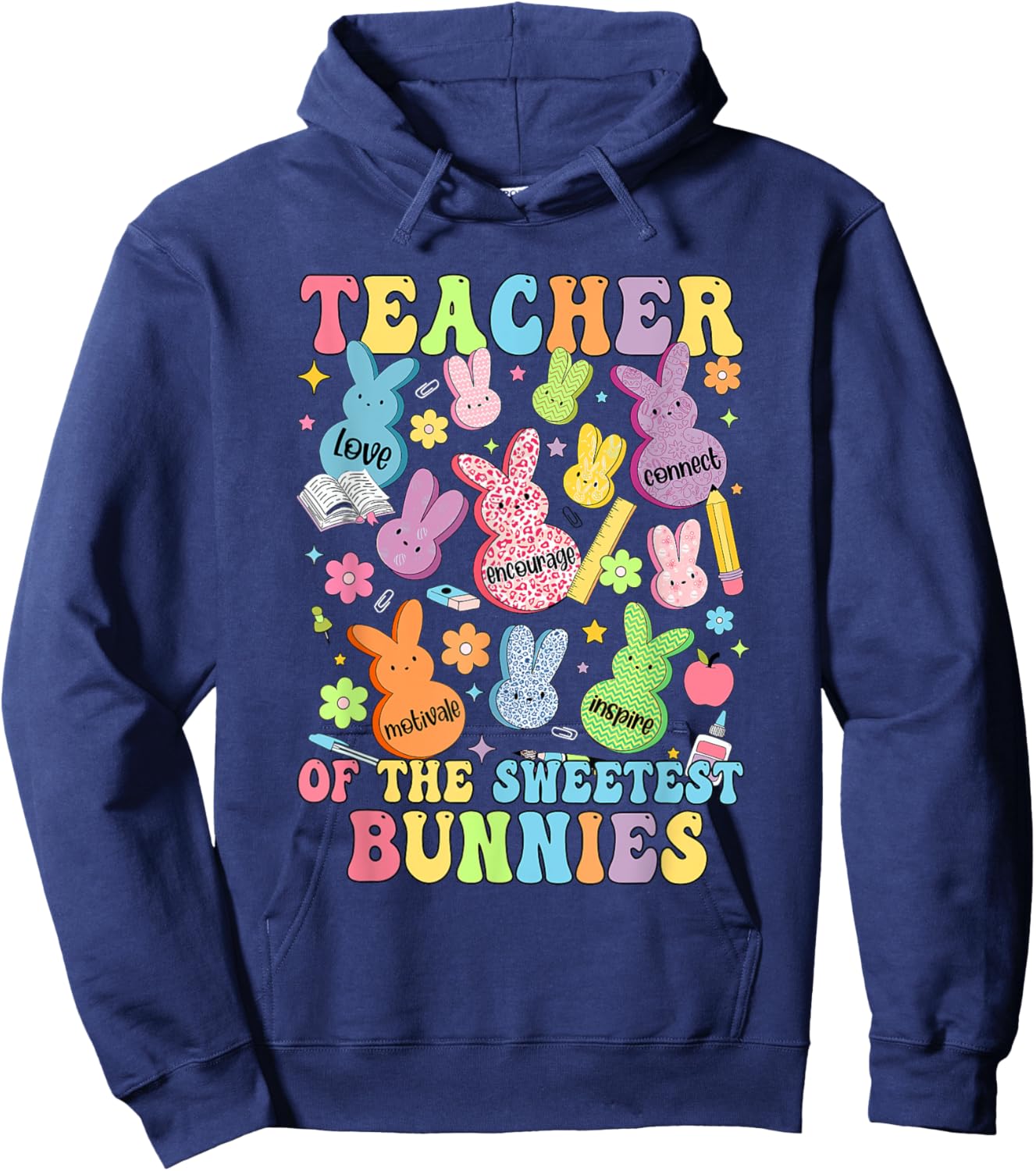 Teacher Of The Sweetest Bunnies Teacher Happy Easter Day Hoodie - Hoodie | Navy