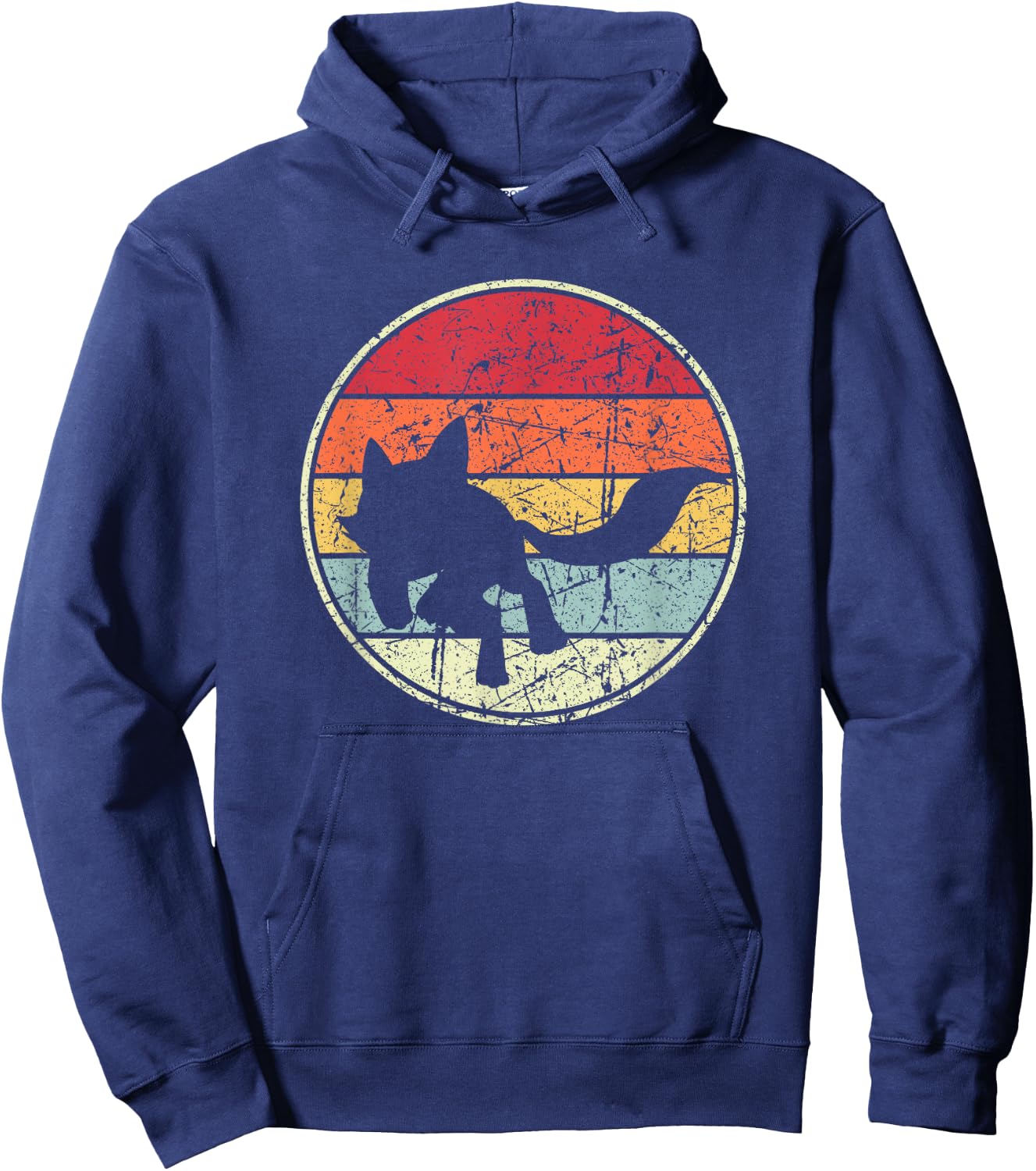 Fox Sunset, Fox Silhouette Hoodie - Hoodie | Navy