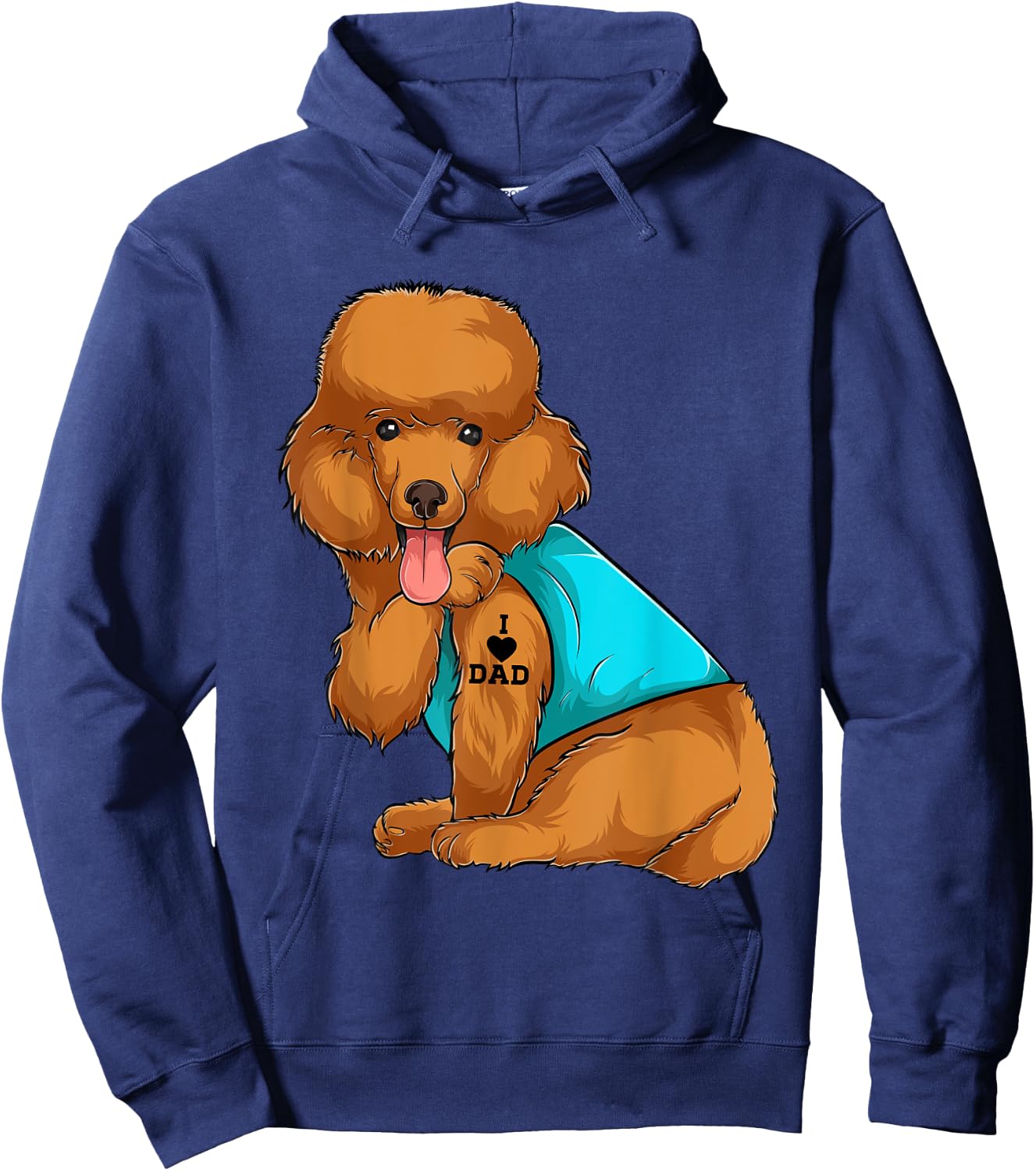 Poodle I Love Dad Tattoo Apparel, Dog Dad Gifts Dads Women Hoodie - Hoodie | Navy