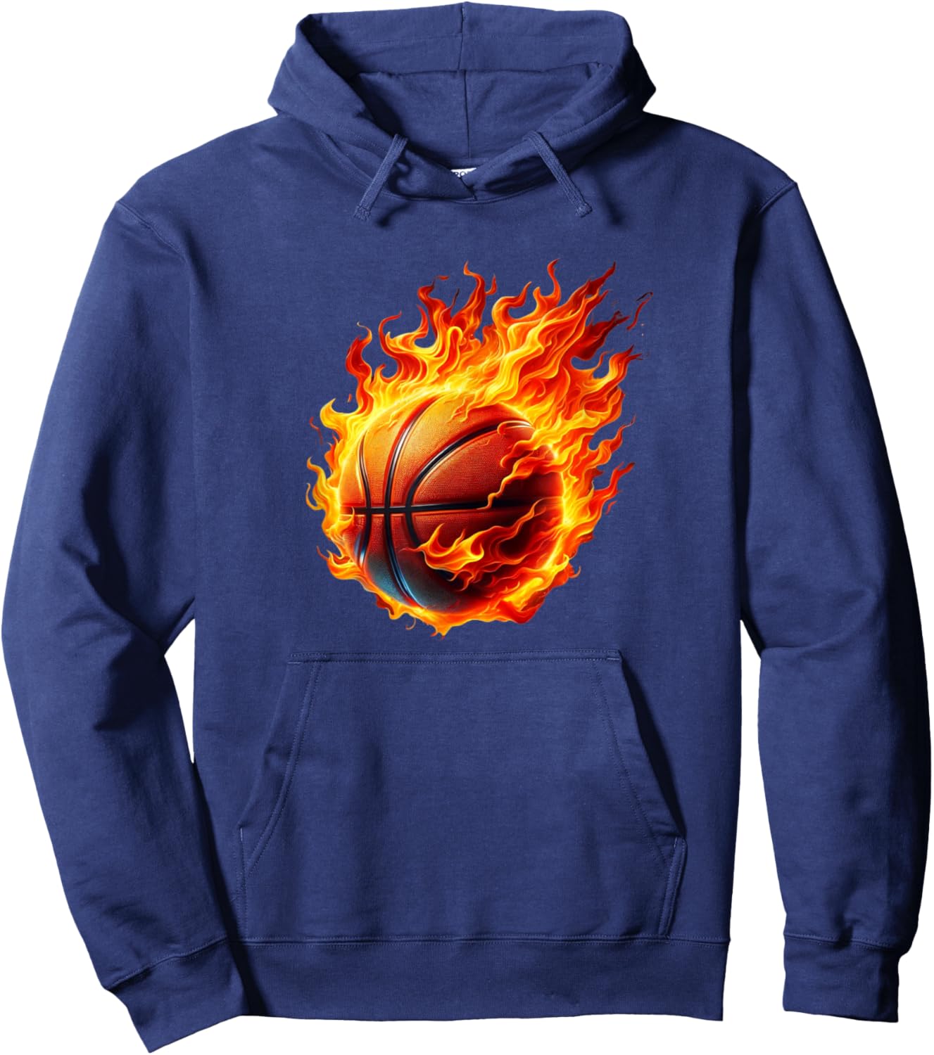 Flames Basketball Fire Basketball Jersey Fire Graphic Hoodie - Hoodie | Navy