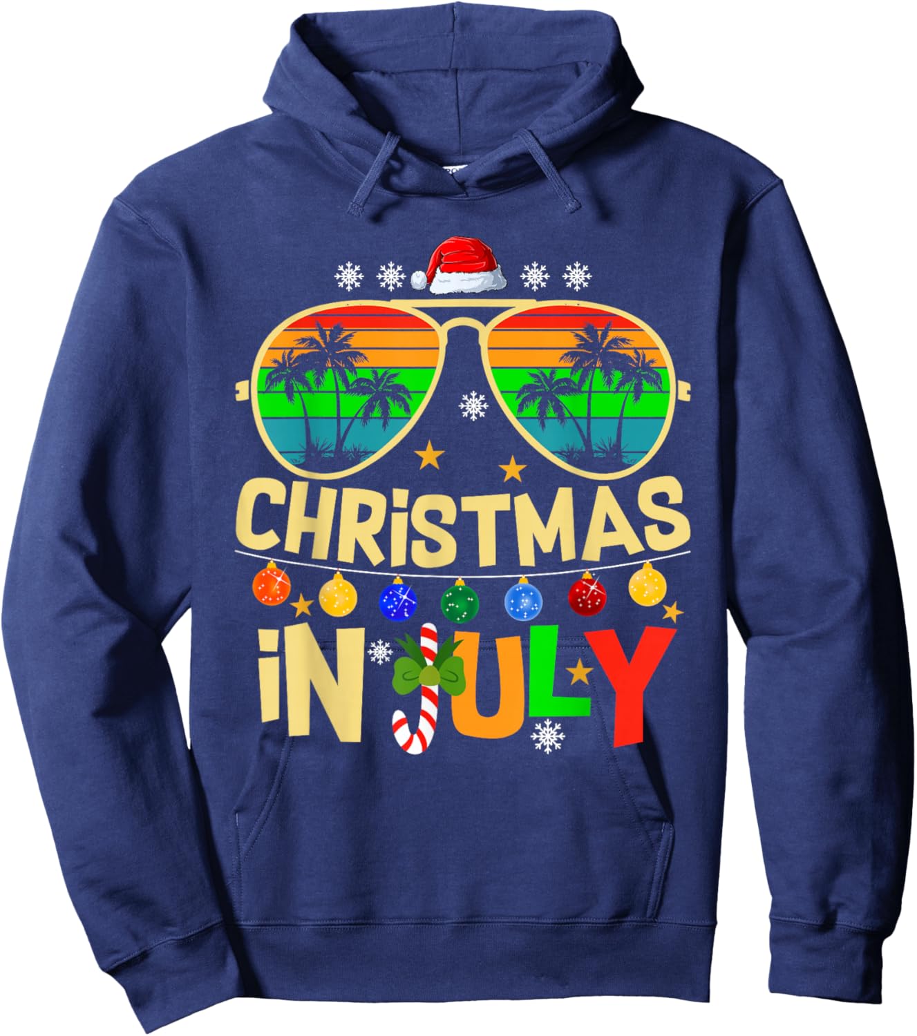 Santa Claus Sunglasses Beach Christmas in July Men Women Kid Hoodie - Hoodie | Navy