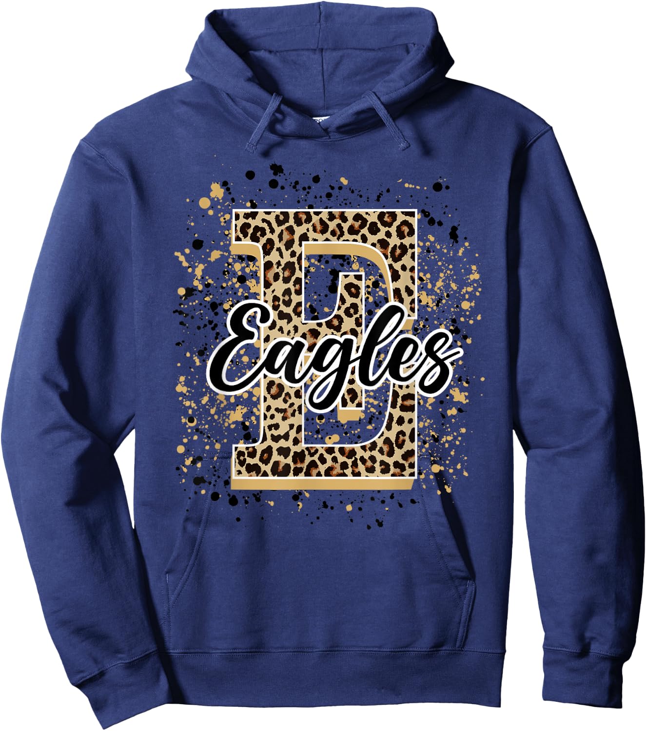 Eagles Splatter School Spirit Eagle Pride Gold Black Eagles Hoodie - Hoodie | Navy
