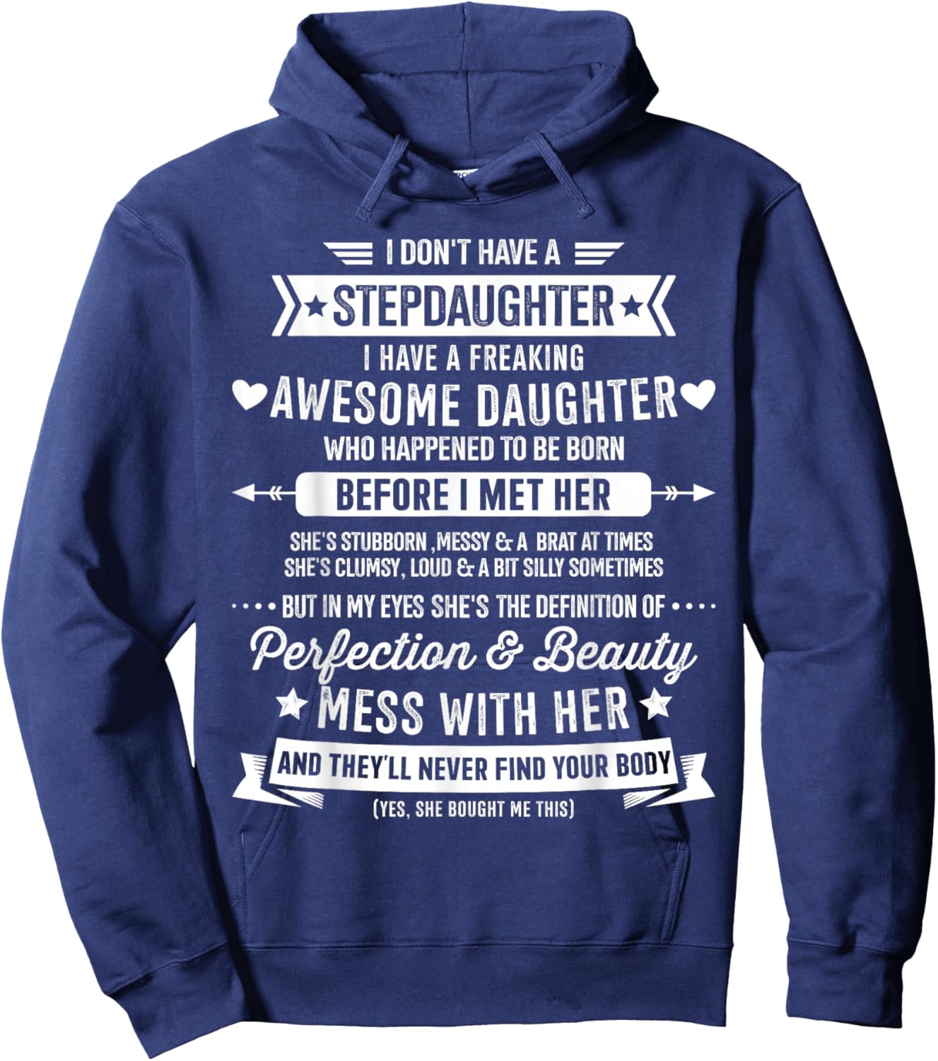 Awesome Stepdaughter for Step Bonus dad Fathers Day Birthday Hoodie - Hoodie | Navy