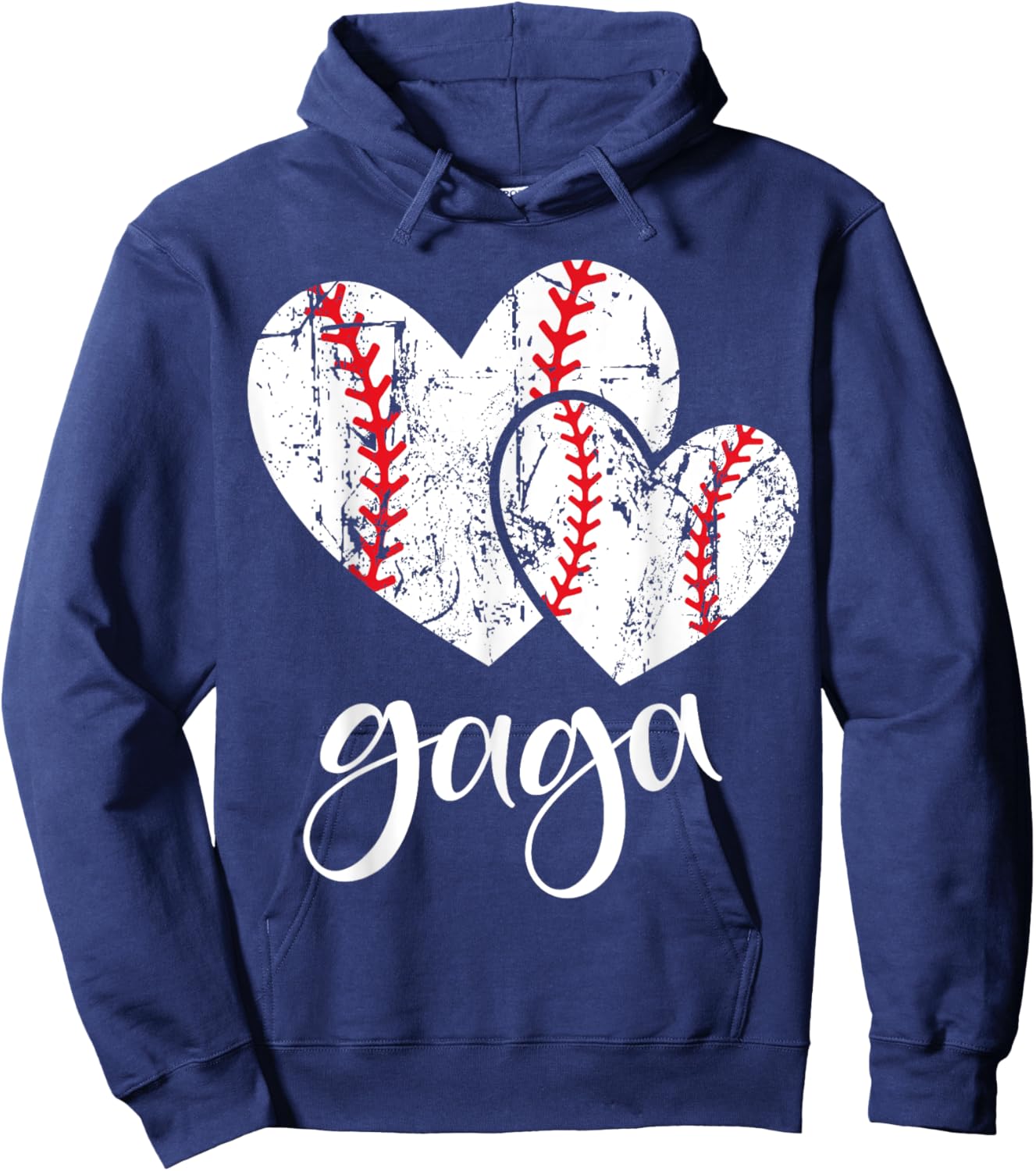 Baseball Gaga Heart Ball Funny Proud Grandma Mother's Day Hoodie - Hoodie | Navy