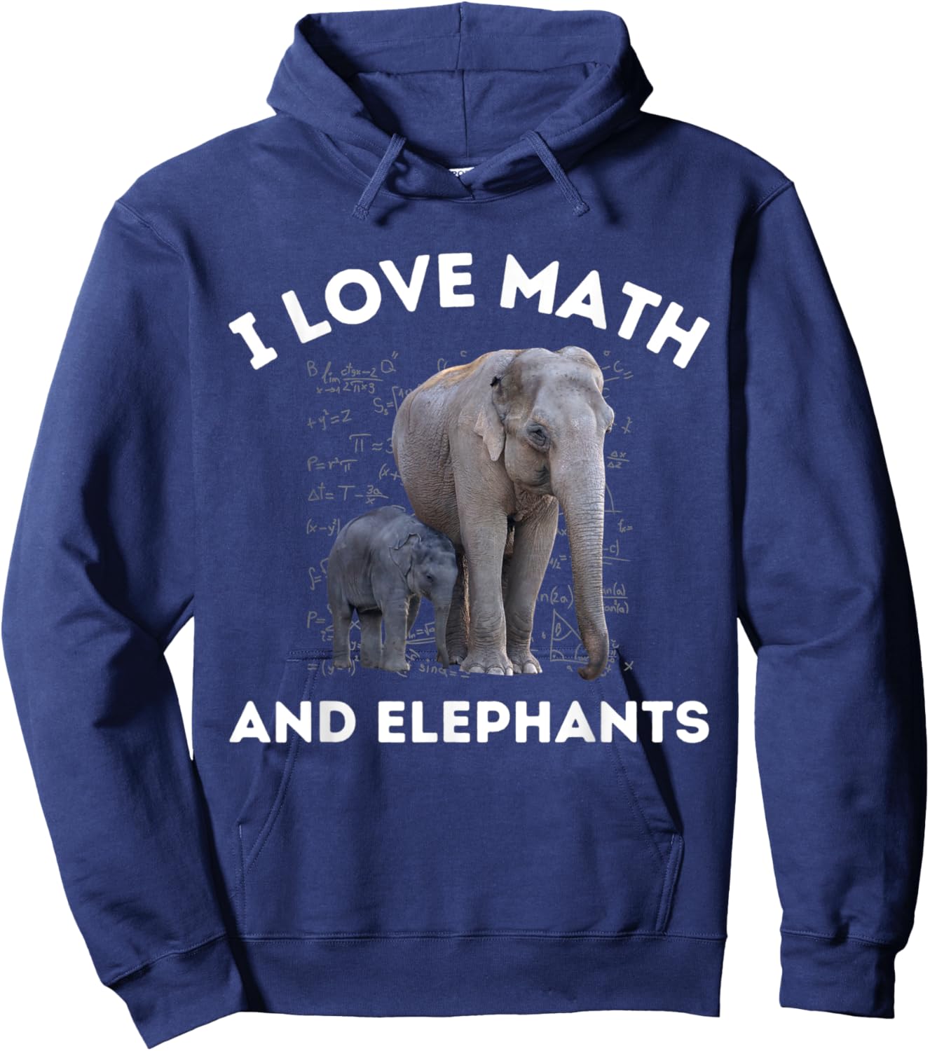 I Love Math and Elephants Elephant Lover Algebra Teacher Hoodie - Hoodie | Navy