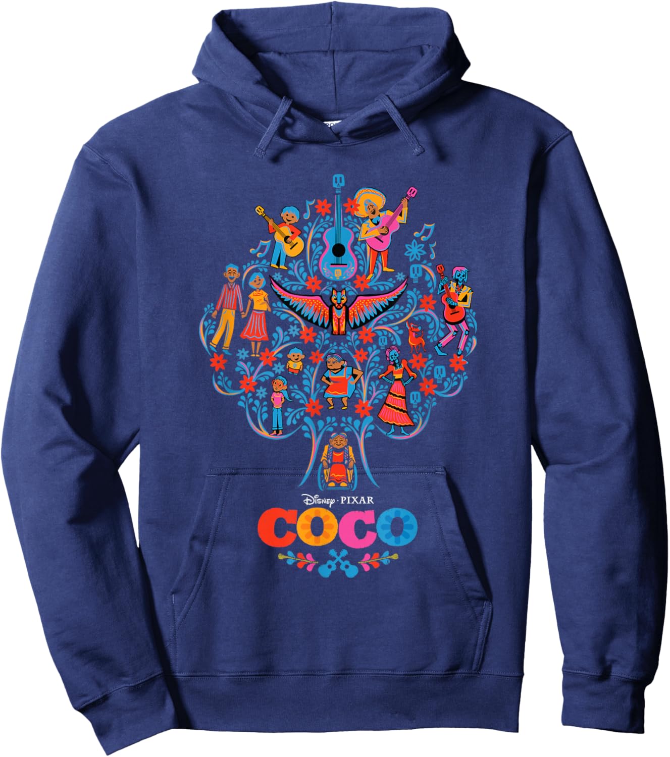 Disney Pixar Coco Iconic Colorful Family Tree Chest Poster Hoodie - Hoodie | Navy
