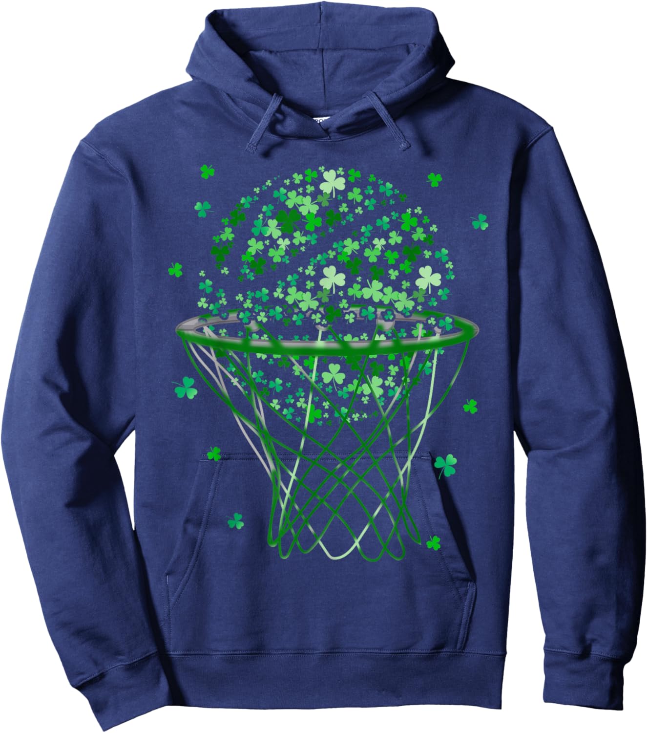St Patricks Day Shamrock Basketball Saint Paddy's Kids Boys Hoodie - Hoodie | Navy