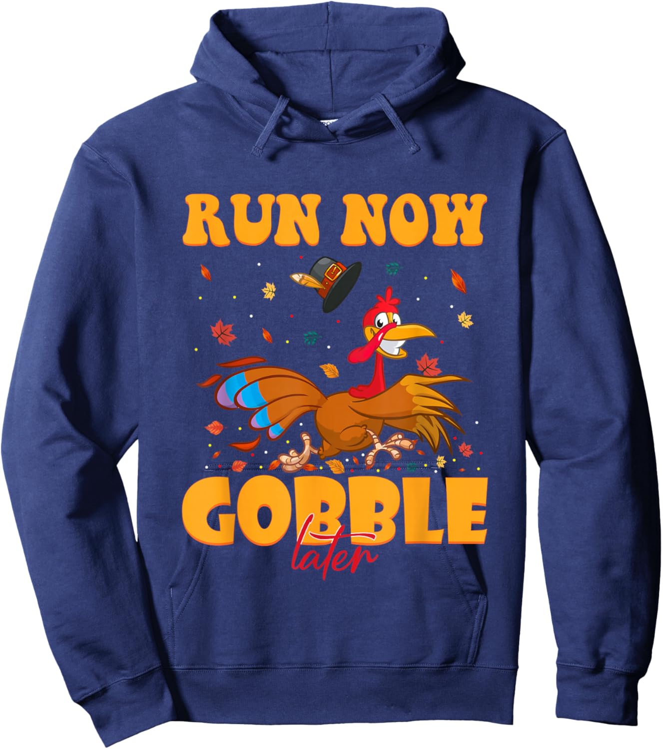 Turkey Trot Gear Costume Kids Thanksgiving Turkey Running Hoodie - Hoodie | Navy