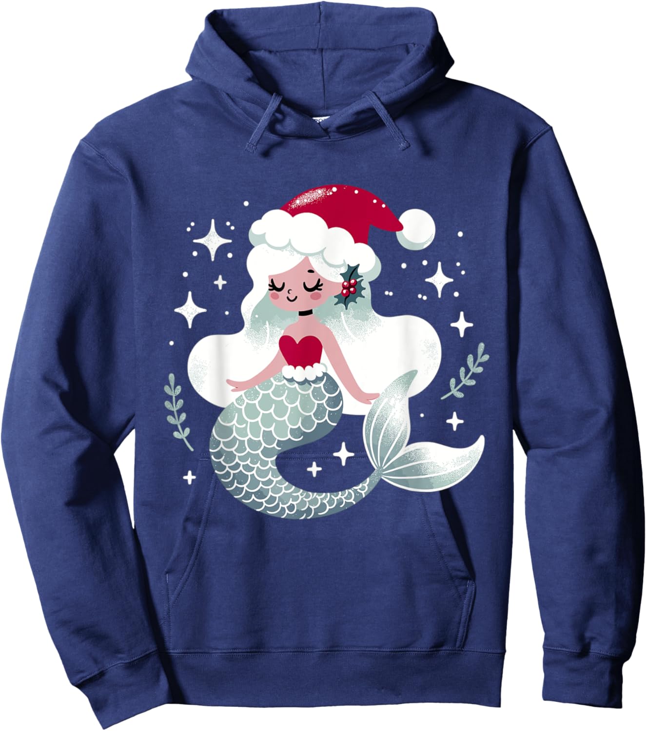 Cute Mermaid Santa Merry Christmas Hoodie - Hoodie | Navy