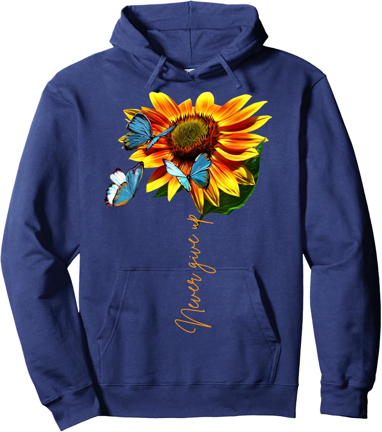 Sunflower Never Give Up Multiple Sclerosis Butterflies Hoodie - Hoodie | Navy
