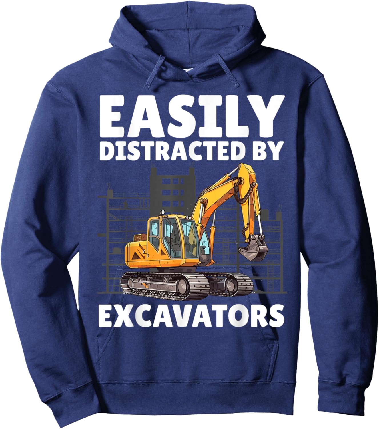 Funny Excavator Art Boys Kids Construction Excavator Hoodie - Hoodie | Navy