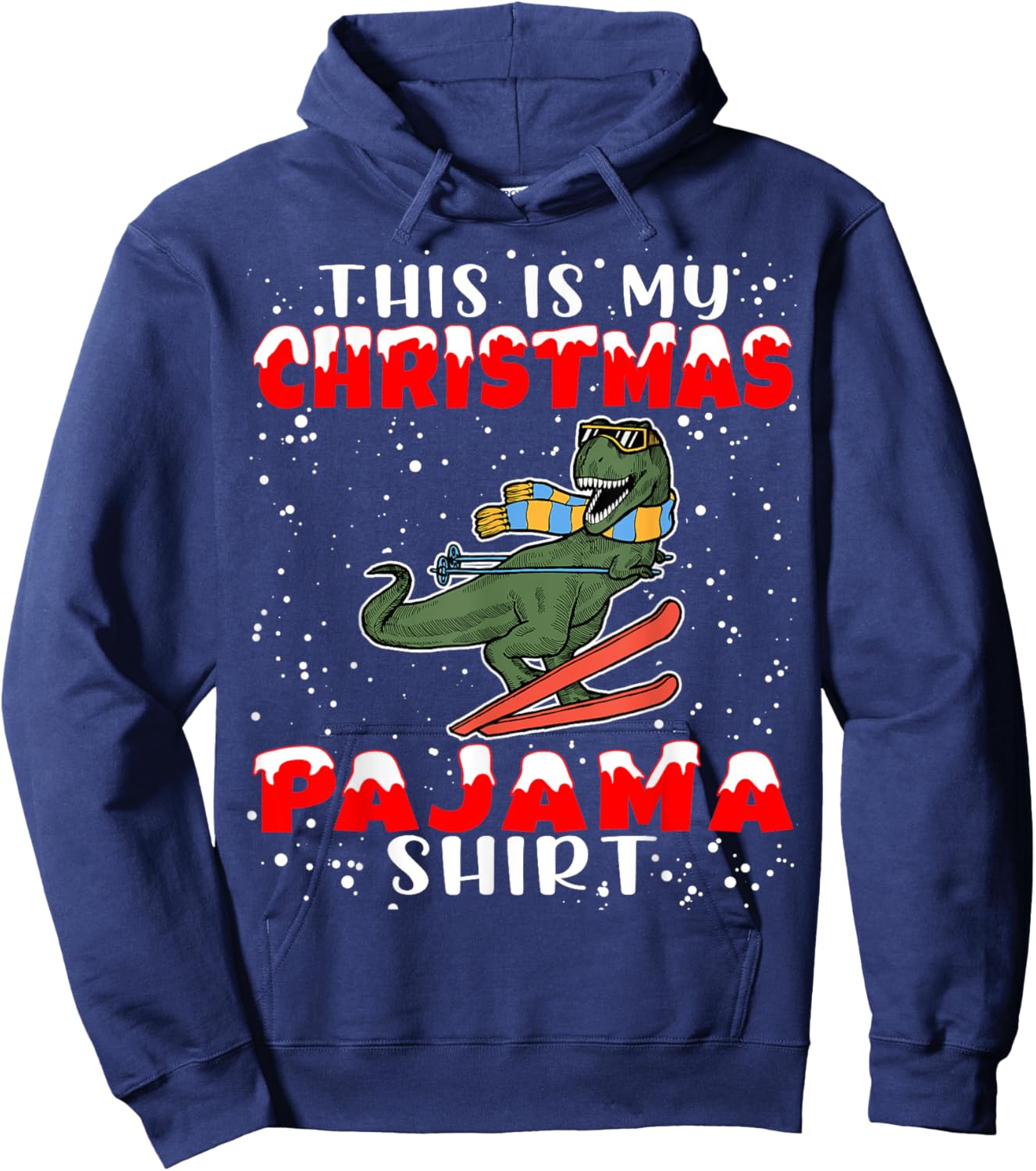 Christmas Pajama Shirt Funny Xmas Skiing Gift Skiers Hoodie - Hoodie | Navy