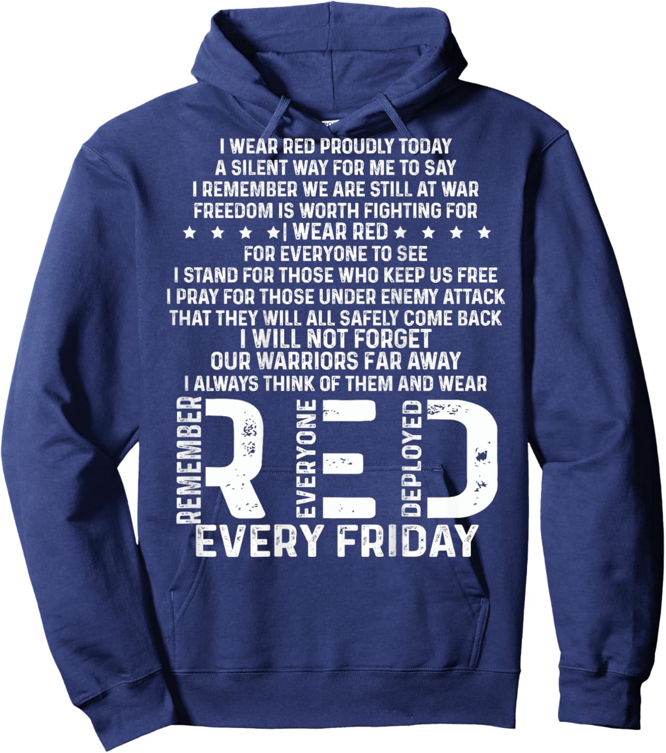 Red Friday Remember The Deployed Military Troops Poem Hoodie - Hoodie | Navy