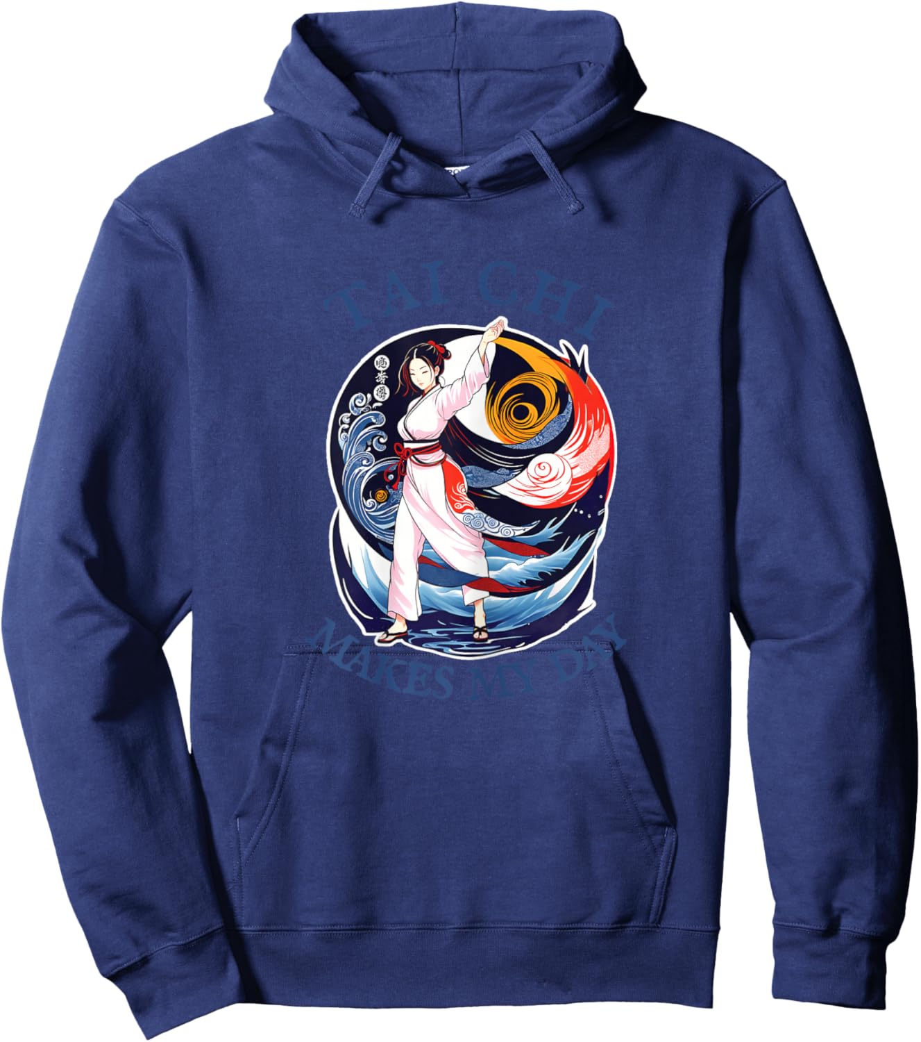 Women Tai Chi, Vintage Historic Retro Drawing, Harmony Flow Hoodie - Hoodie | Navy
