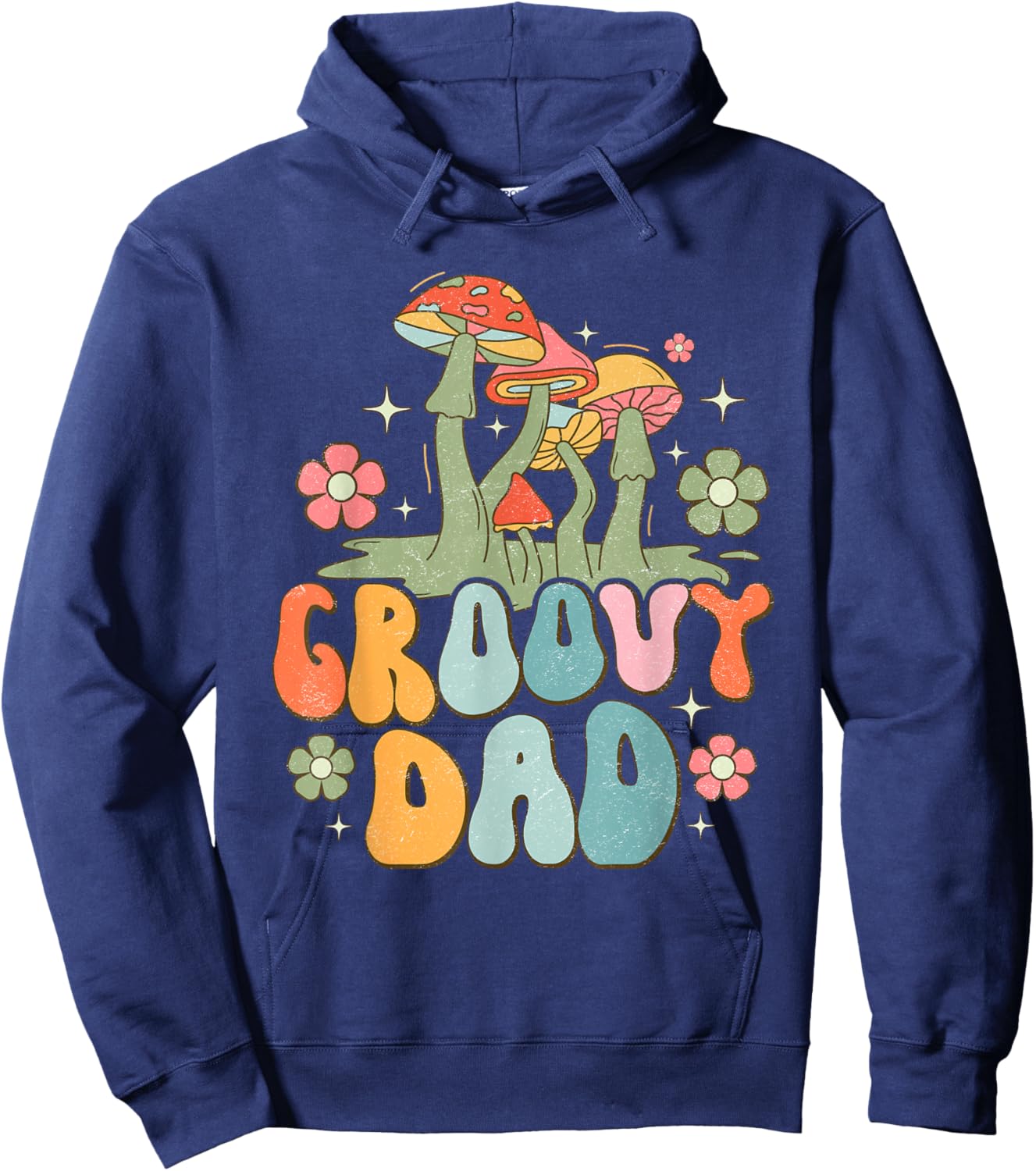 Groovy Dad Retro Mushrooms Father's Day Hoodie - Hoodie | Navy