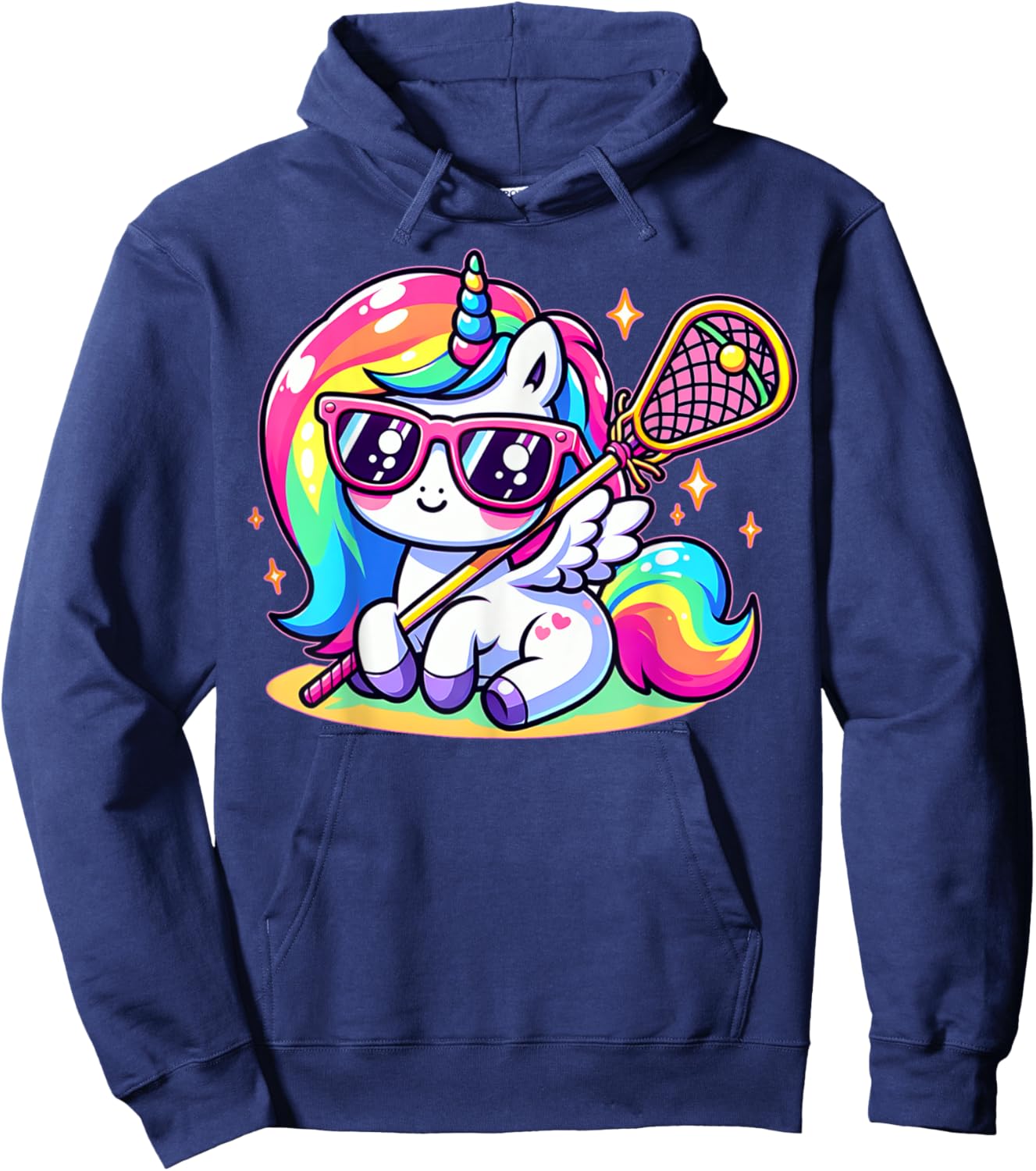 Funny Unicorn Lax Lacrosse Men Boys Girls Youth Teens Sports Hoodie - Hoodie | Navy