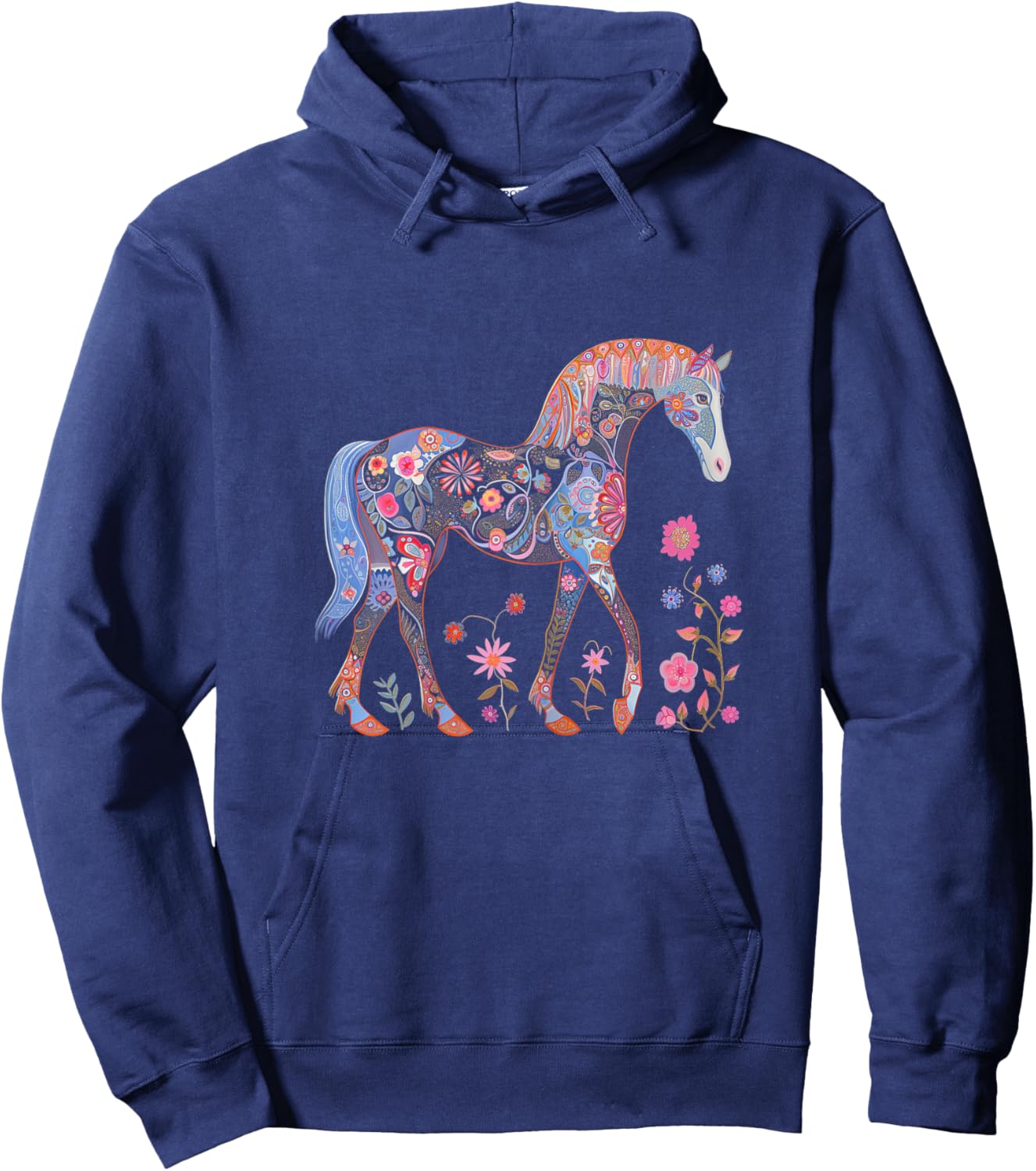 Horse Flowers Horseback Riding Equestrian Horse Girls Kids Hoodie - Hoodie | Navy