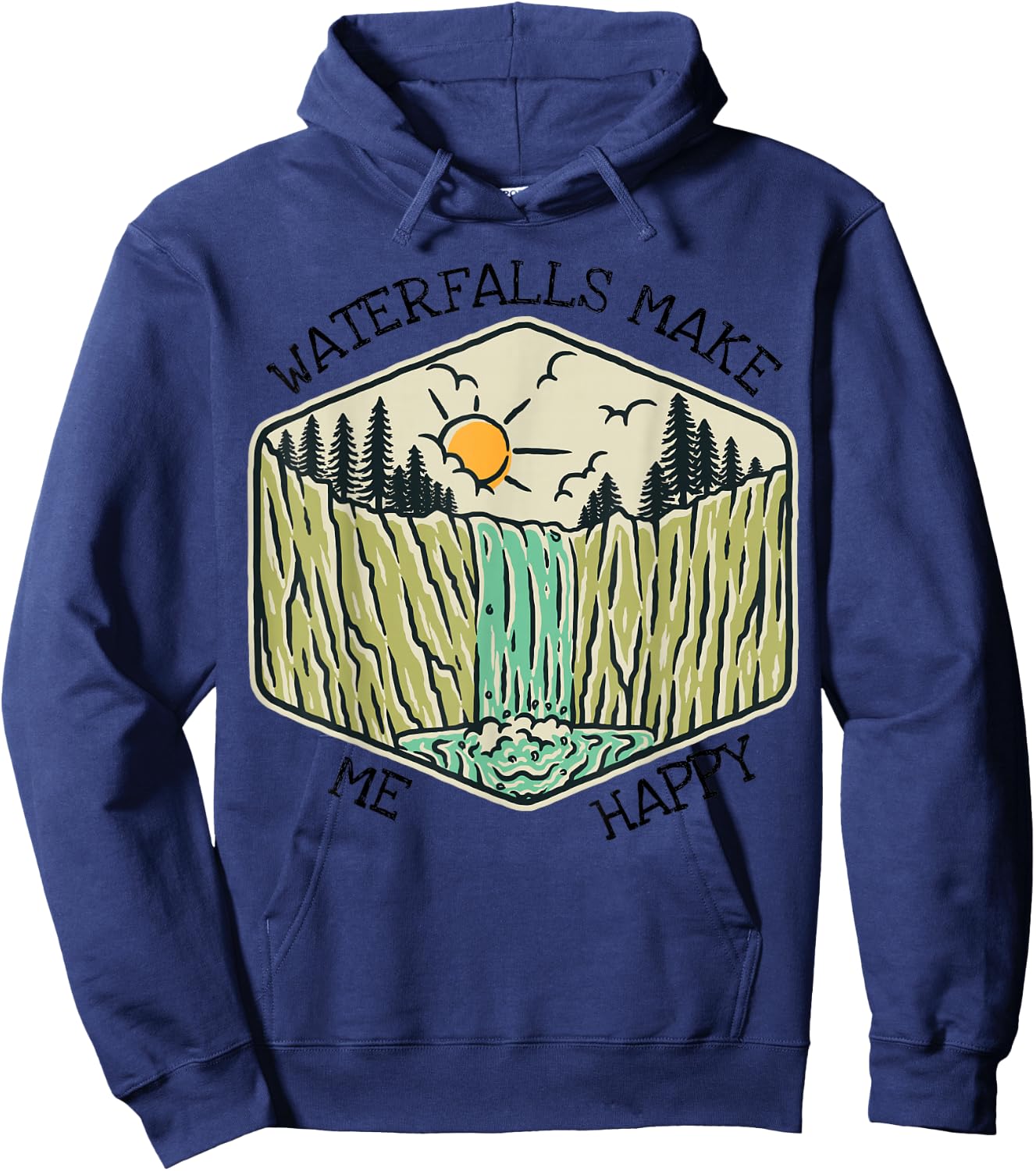Nature Lover Waterfall Lovers Waterfall Happy Love Hiking Hoodie - Hoodie | Navy