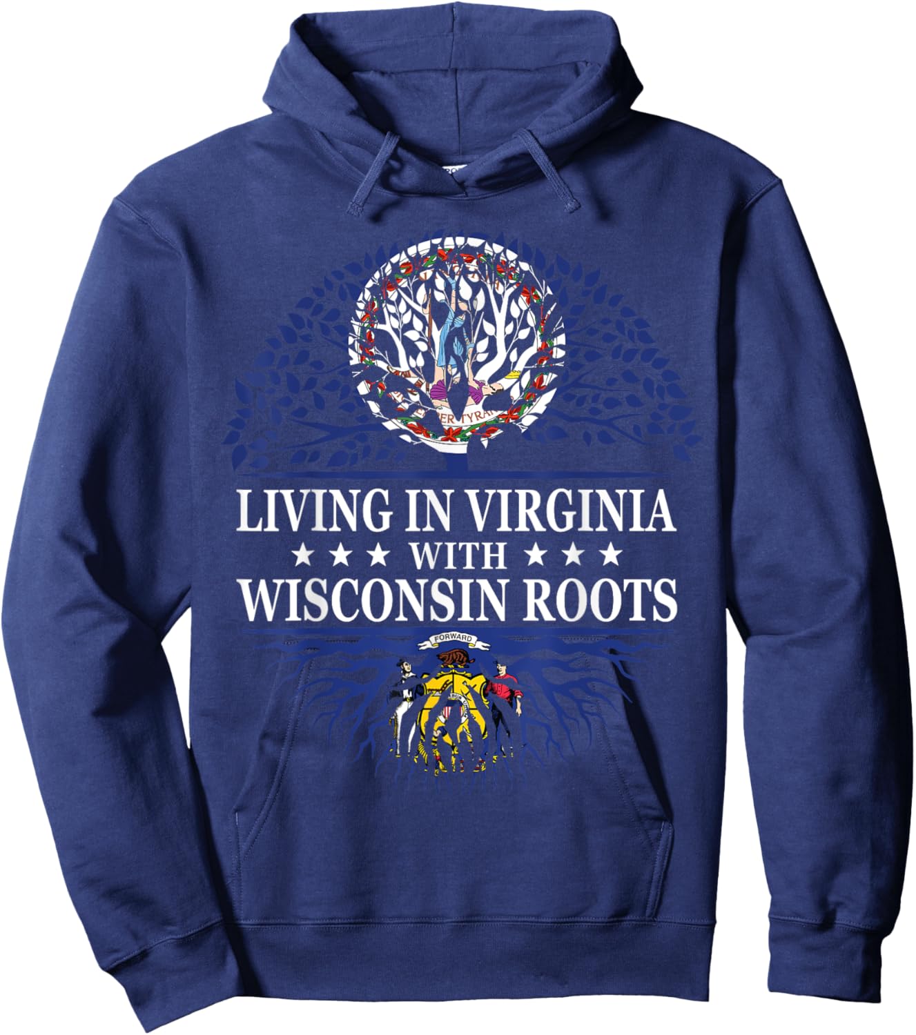 Living in Virginia With Wisconsin Roots Hoodie - Hoodie | Navy