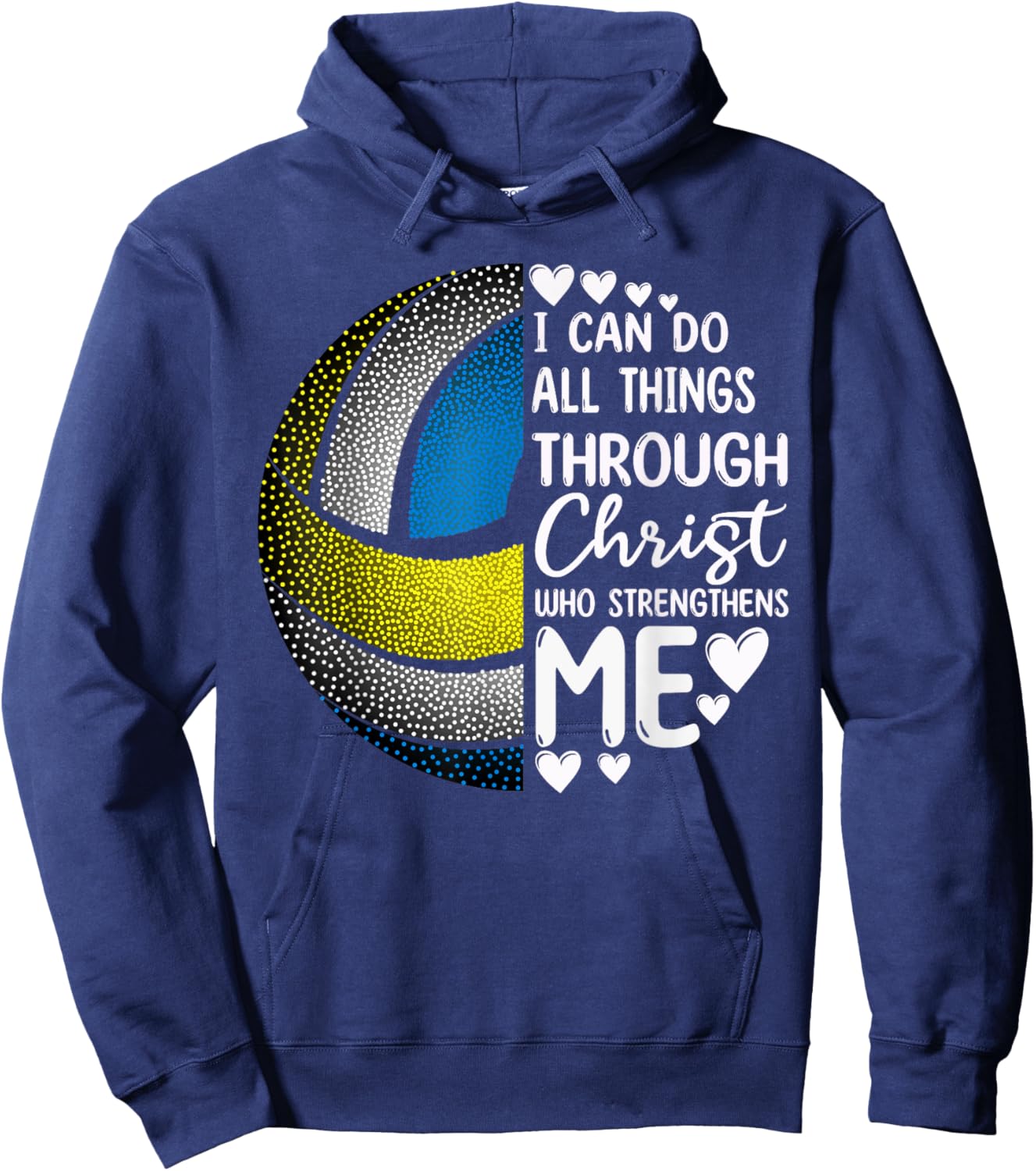 Volleyball Girl Women Boy Men Funny Volleyball Christ Verse Hoodie - Hoodie | Navy
