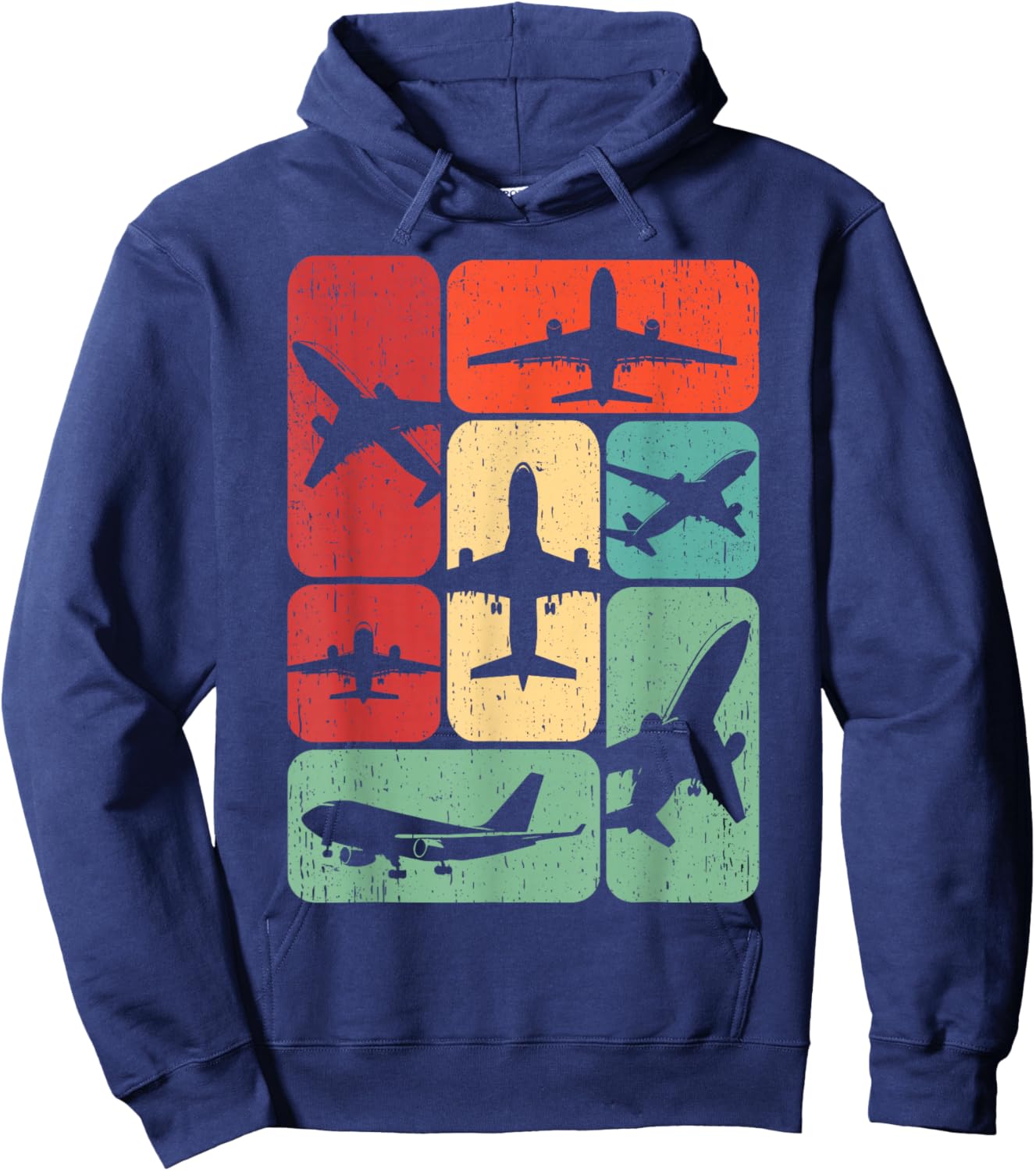 Vintage Airplane Design Gifts Kids Men Airplane Pilot Art Retro Black Small Men Boys Winter Hoodie - Hoodie | Navy