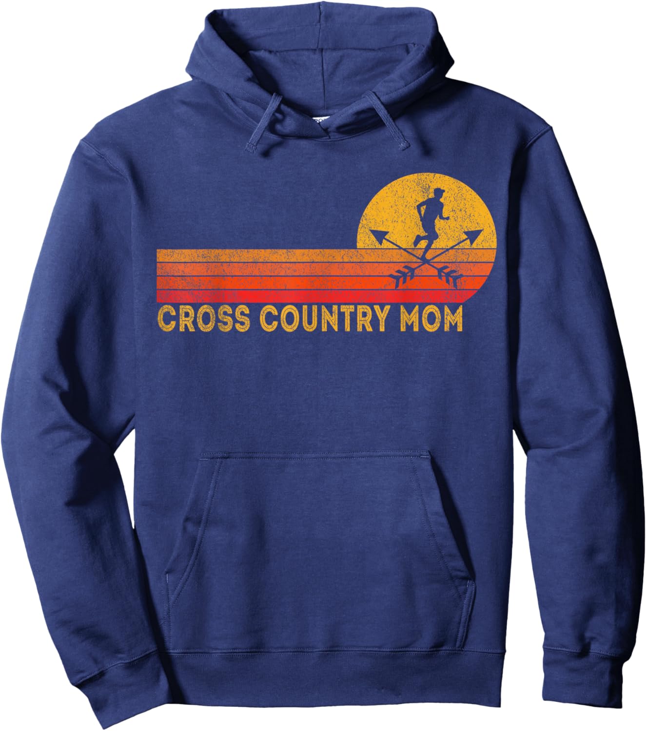 Funny Cross Country Mom Cross Country Running Retro Hoodie - Hoodie | Navy