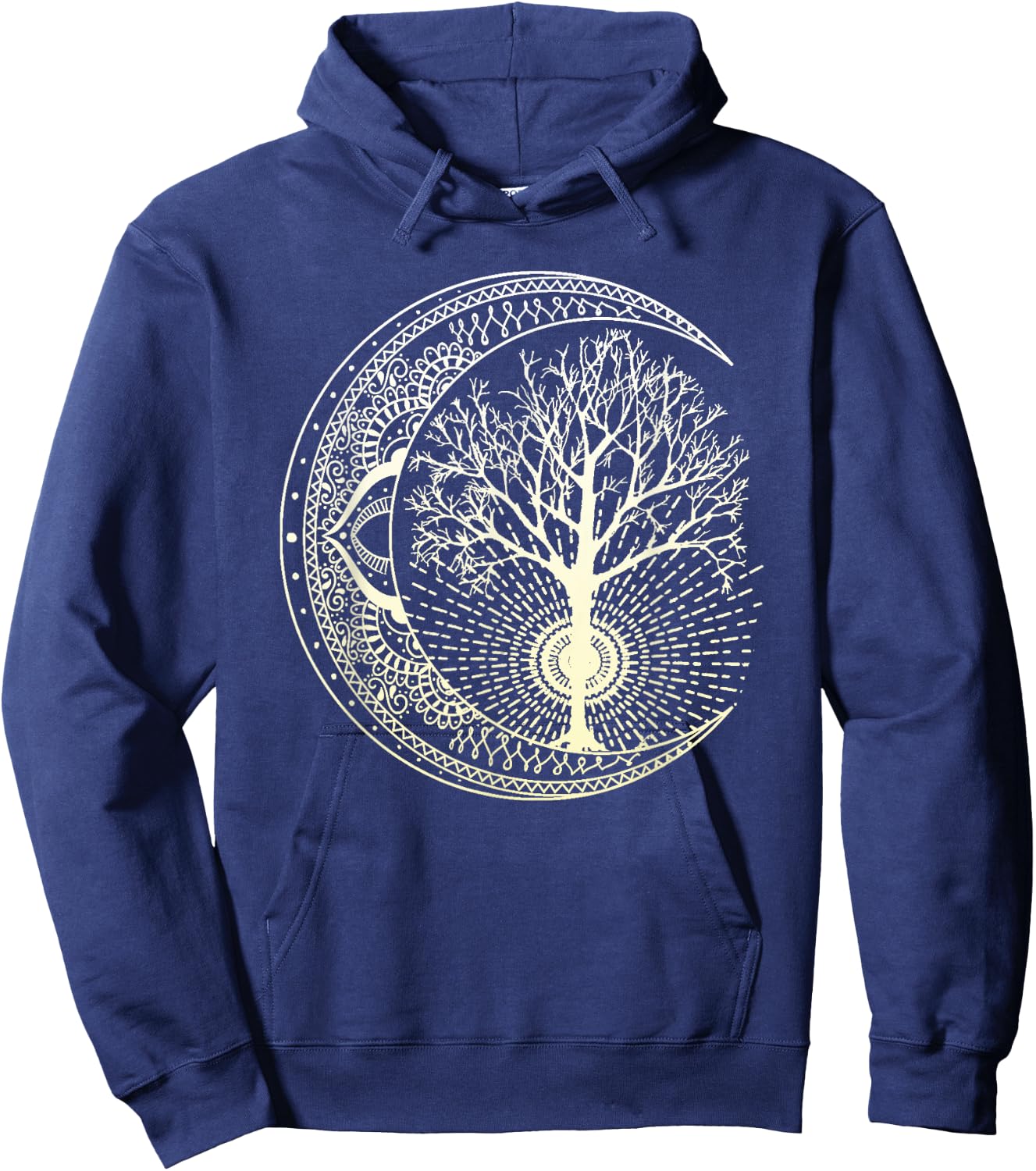 Mandala Moon Tree of Life Tattoo Style Hoodie - Hoodie | Navy