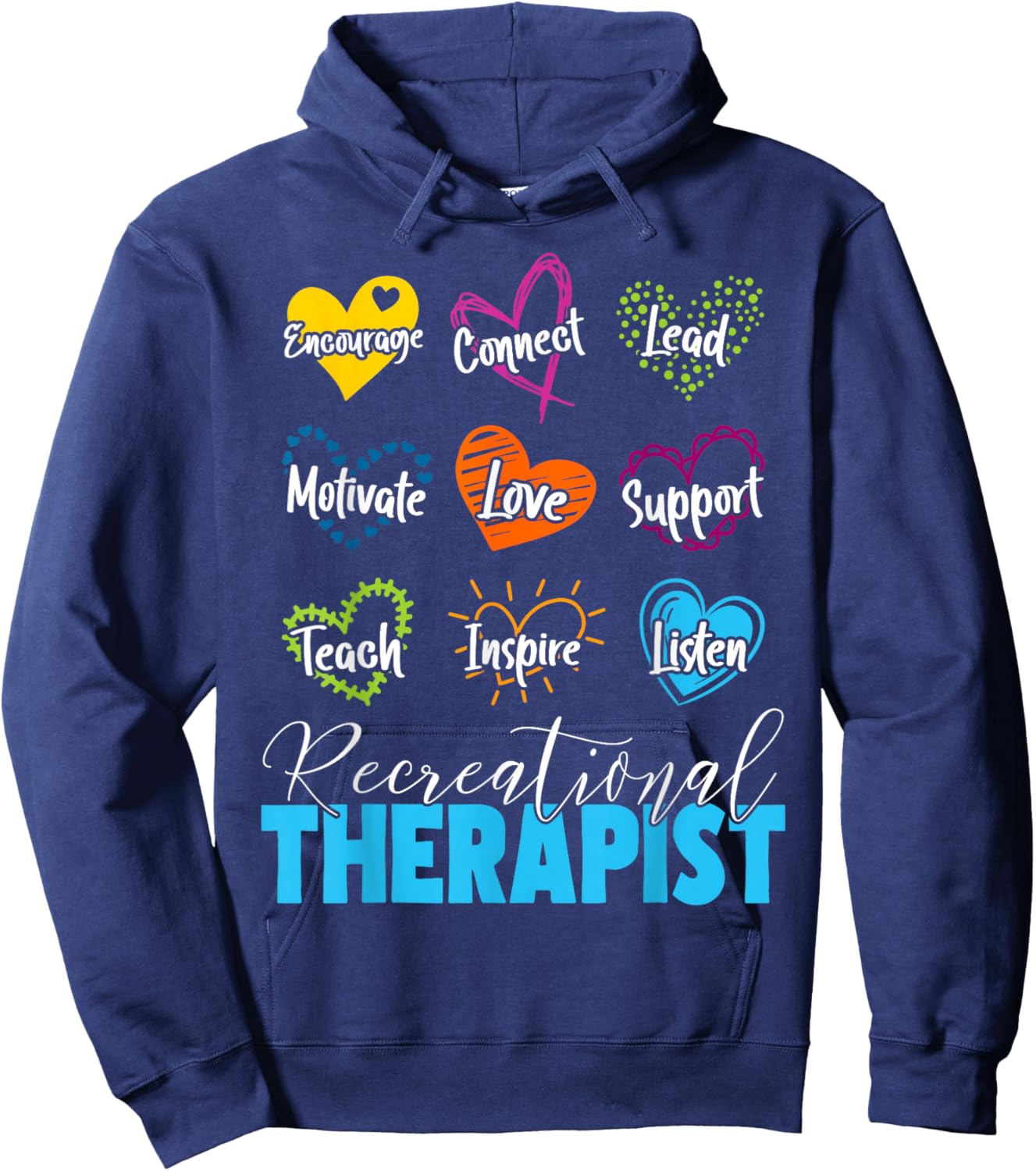 Recreational Therapist Love Words Recreational Therapy Hoodie - Hoodie | Navy