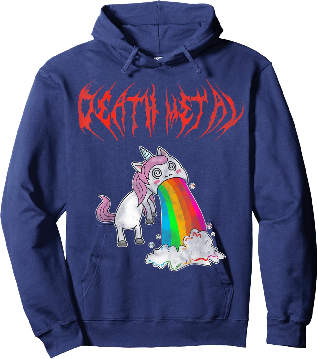 Metal Festival Puking Unicorn Death Metal Unicorn Metalcore Hoodie - Hoodie | Navy