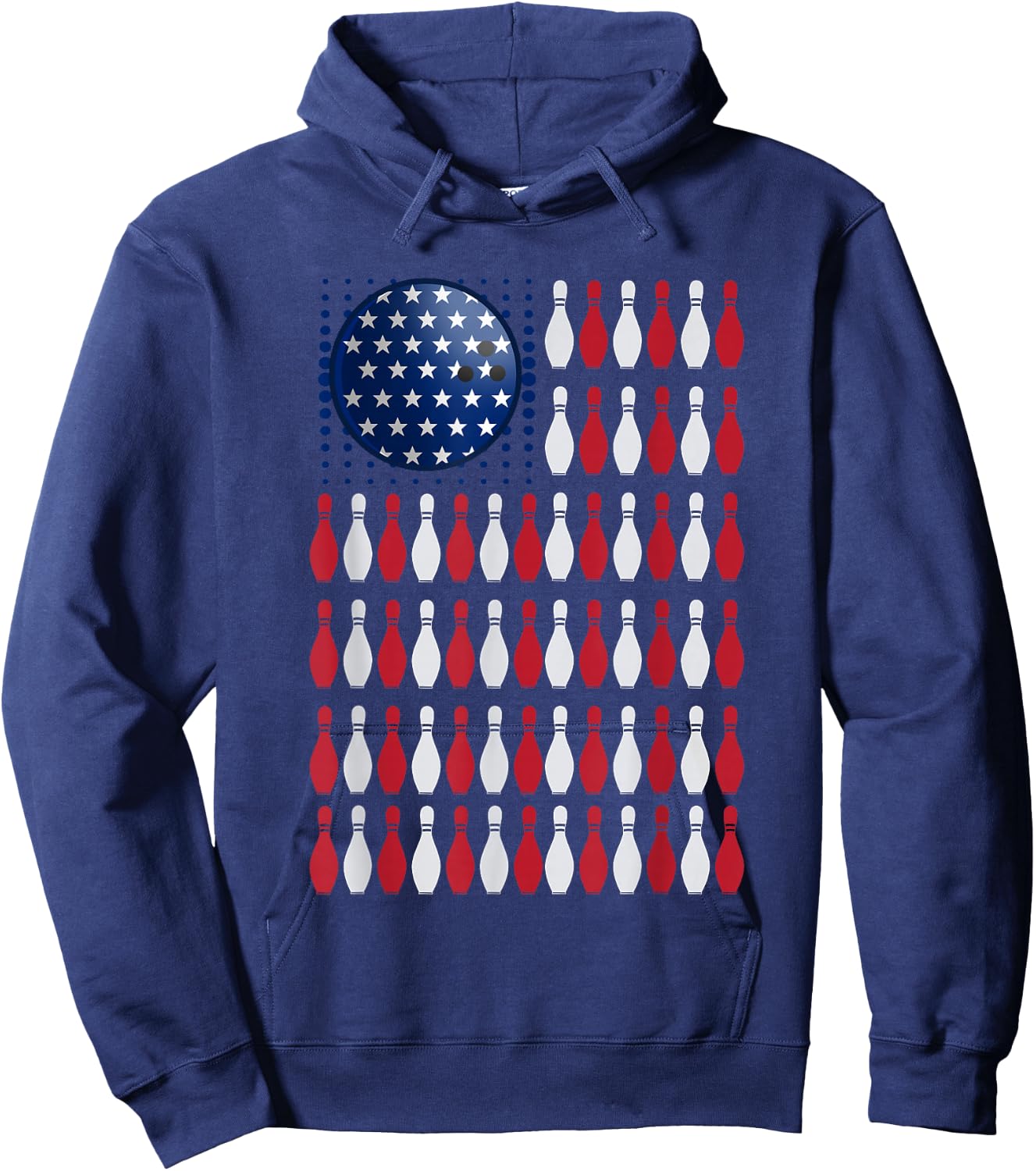 American Flag Bowling | Bowler Gifts for Bowling Team Hoodie - Hoodie | Navy
