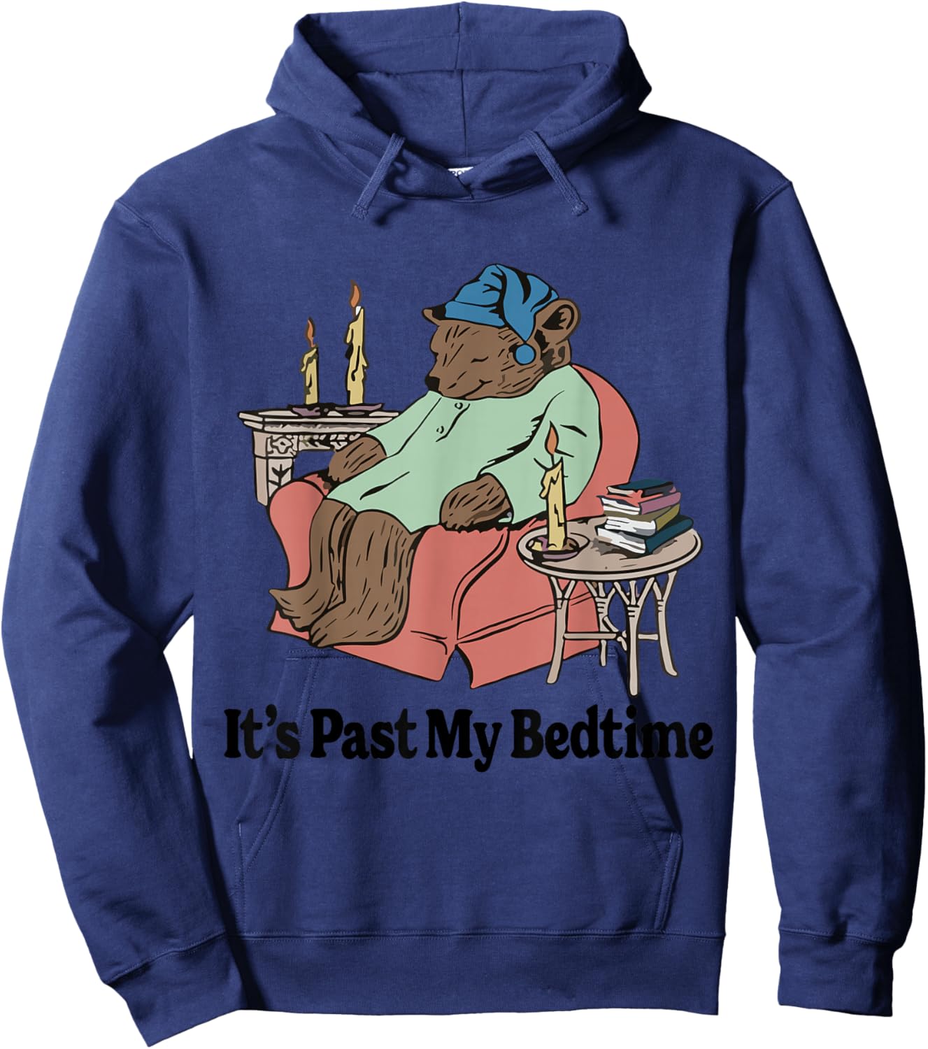 It's Past My Bedtime Sleepy Time Bear Reading Men & Women Hoodie - Hoodie | Navy