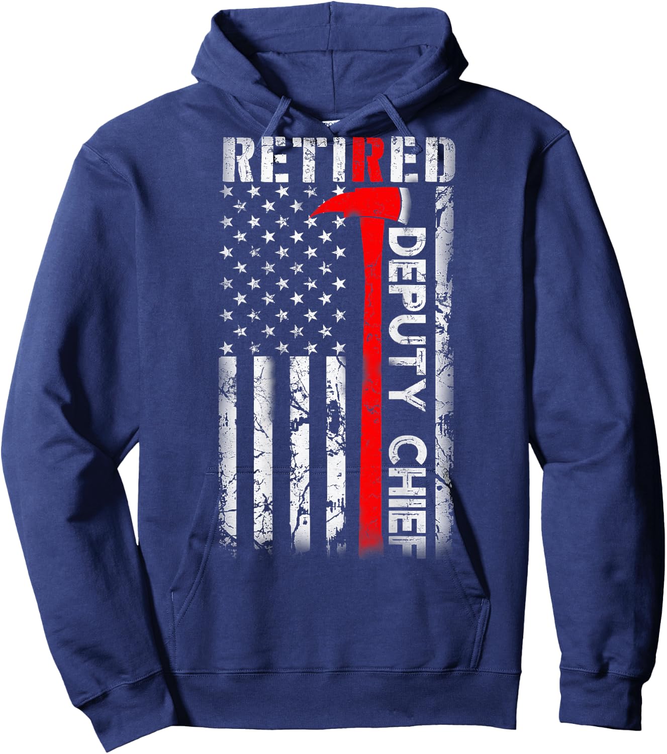 Retired Deputy Fire Chief Fireman Retirement UAS flag Gifts Hoodie - Hoodie | Navy