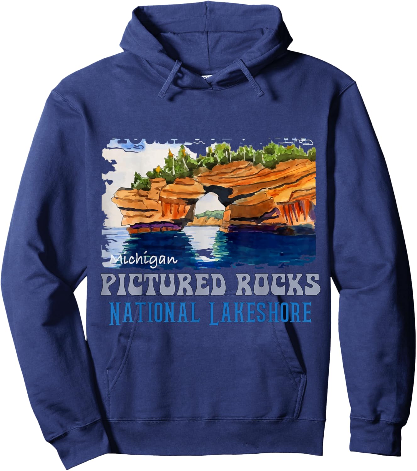 Pictured Rocks Lakeshore US state of Michigan Vintage parks Hoodie - Hoodie | Navy