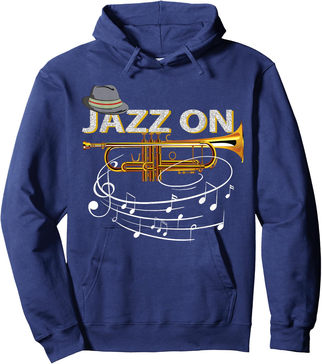 Vintage Jazz On Trumpet Player Blues Music Lovers Jazz Band Small Hoodie - Hoodie | Navy