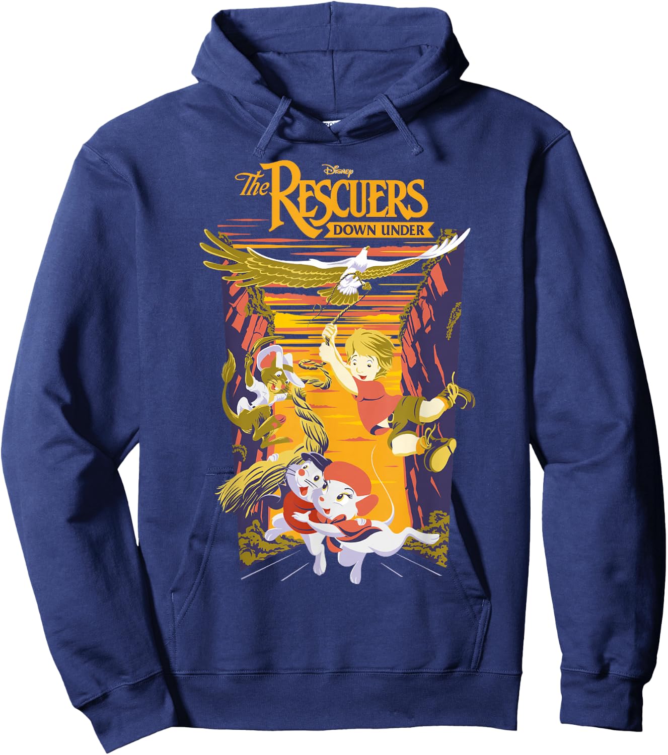Disney The Rescuers Down Under Group Shot Sunset Poster Hoodie - Hoodie | Navy