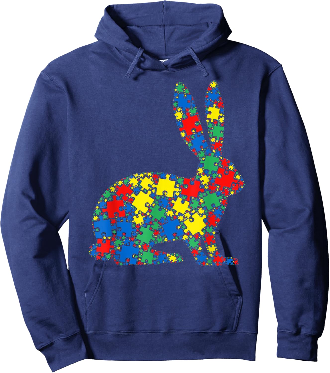 Rabbit Autism Puzzle Men Kids - Autism Awareness Hoodie - Hoodie | Navy