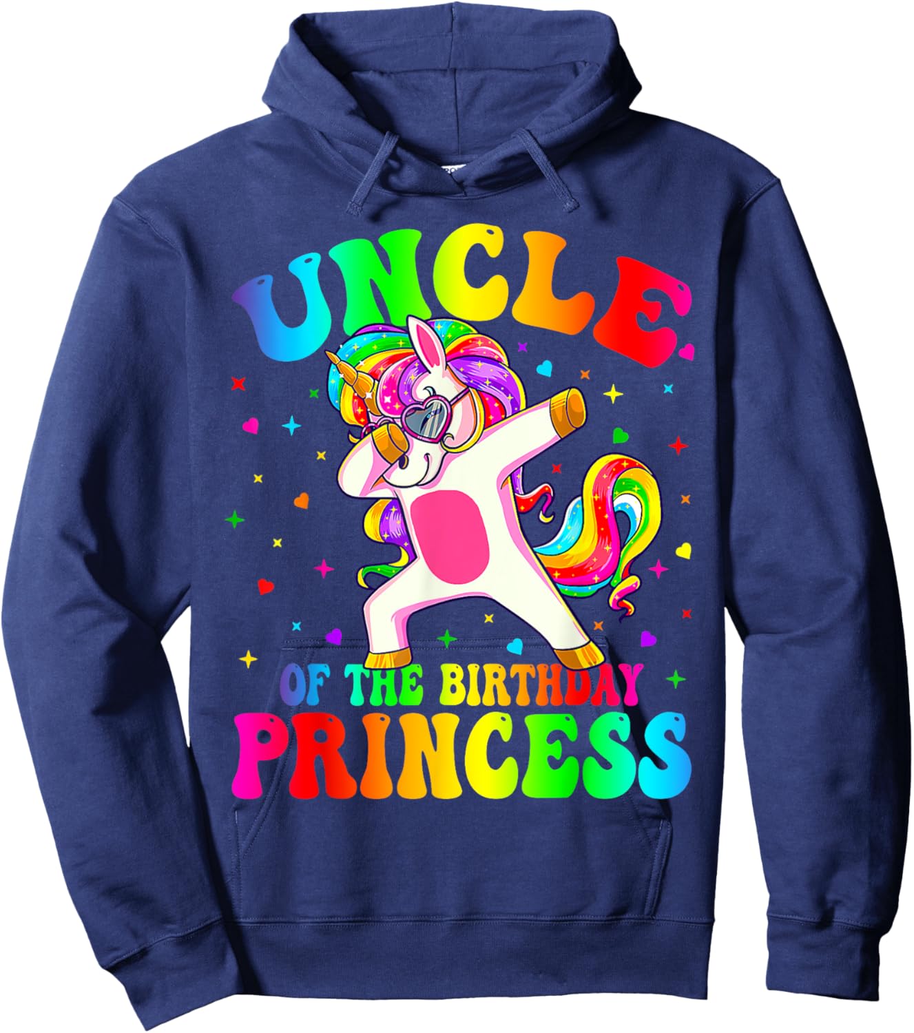 Uncle of the Birthday Princess Girl Dabbing Unicorn Mom Hoodie - Hoodie | Navy