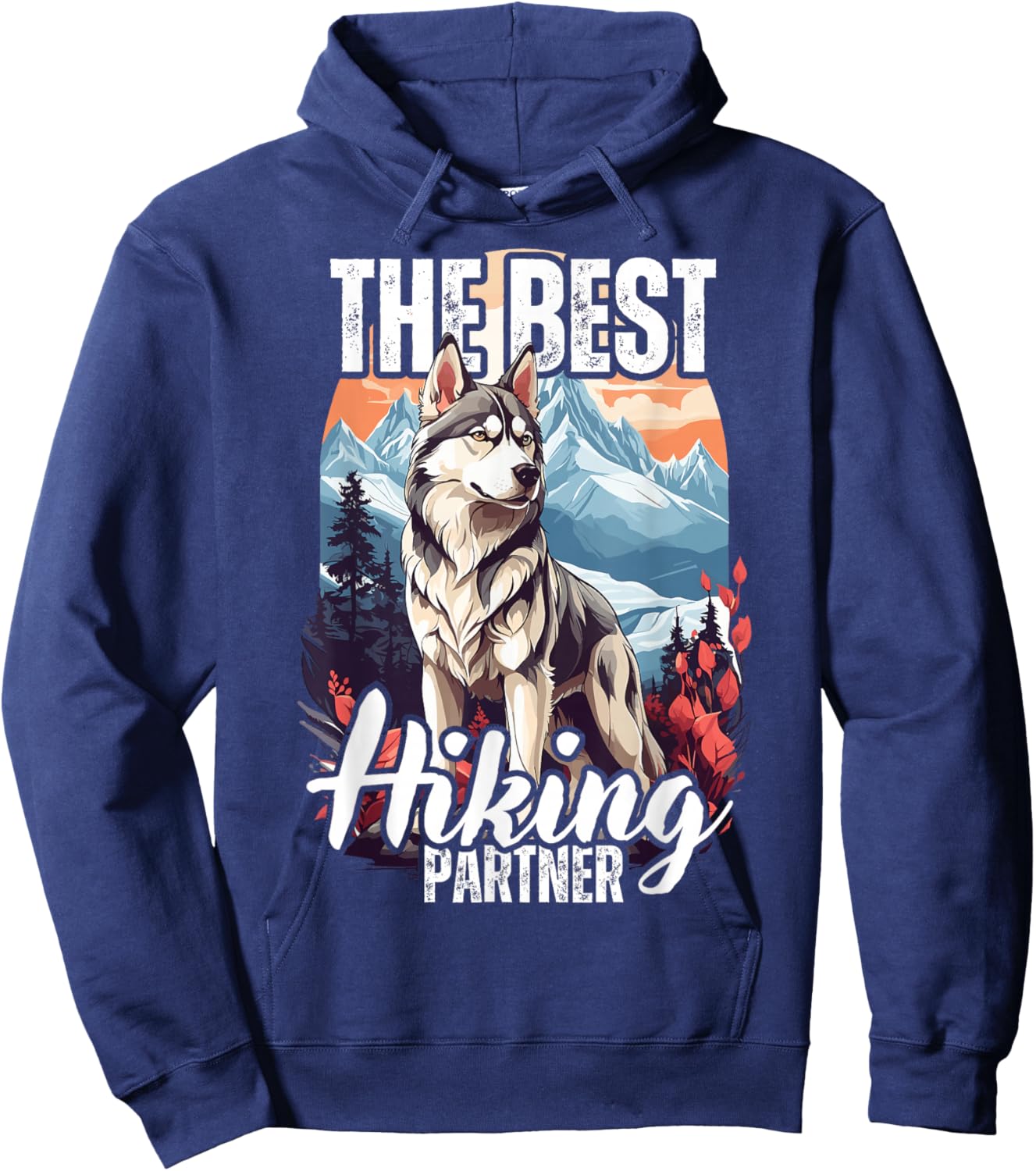 Siberian Husky the best hiking partner, Husky hiking Hoodie - Hoodie | Navy