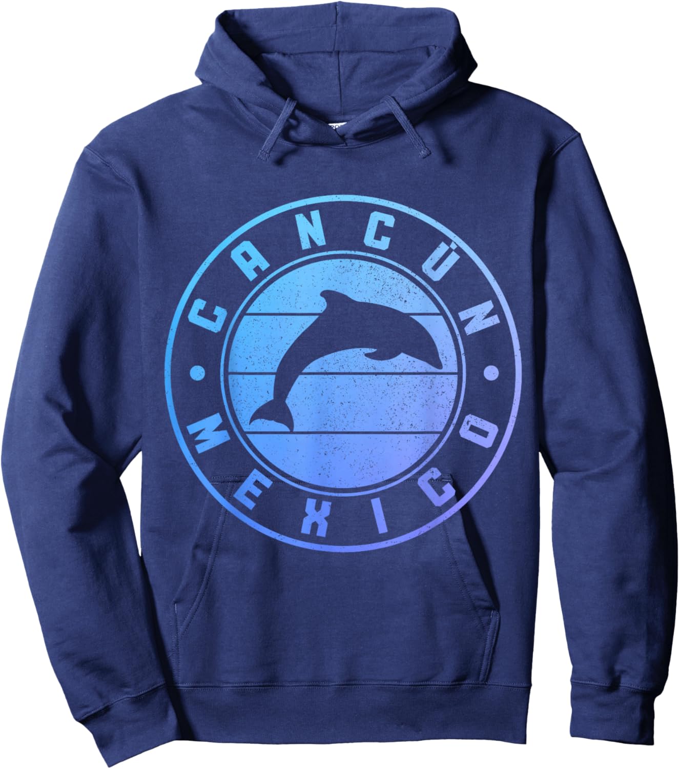Cancun Mexico Dolphin Souvenir Vintage Hoodie - Hoodie | Navy