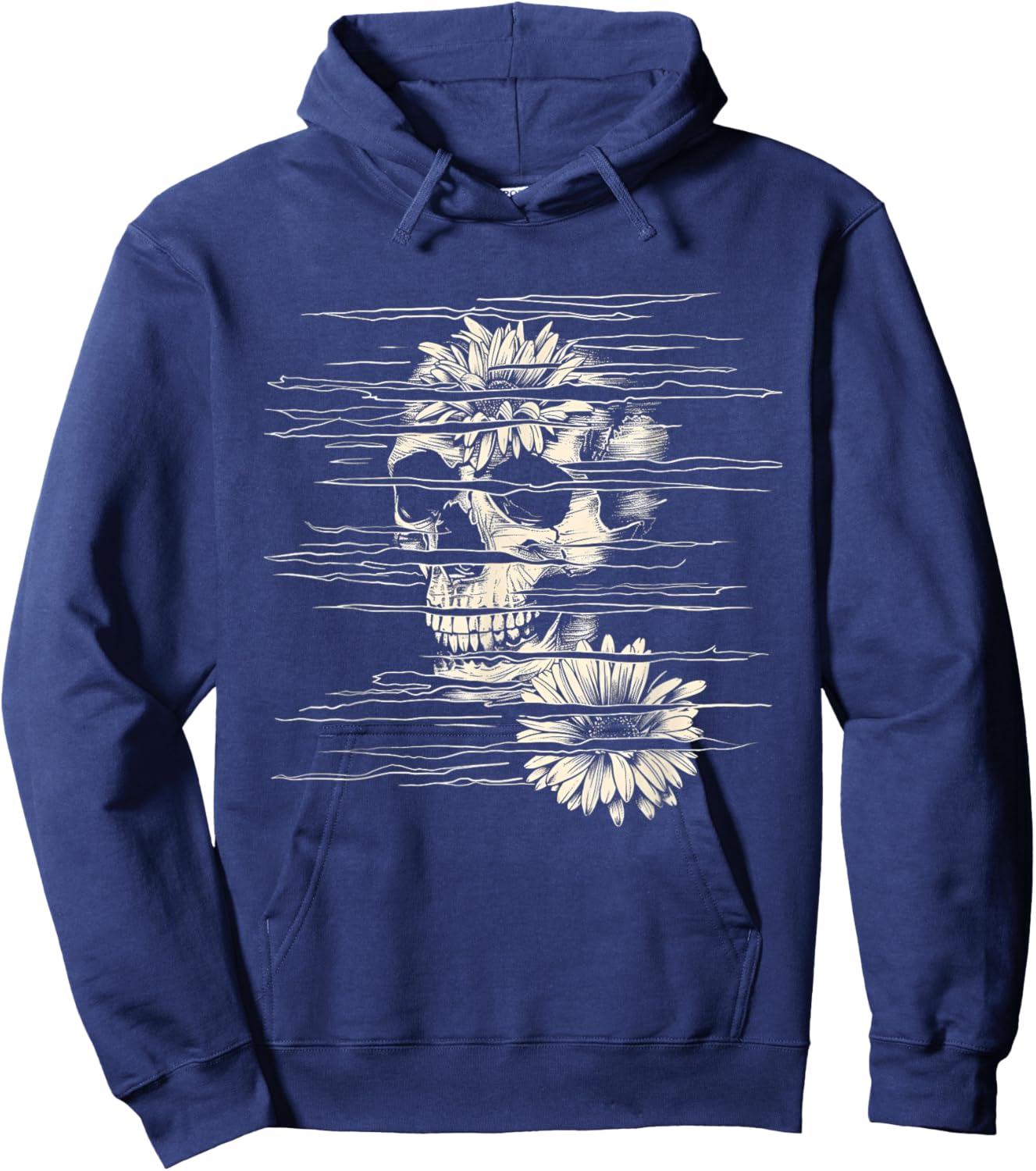 Rock Love With Abstract Skull Style Hoodie - Hoodie | Navy