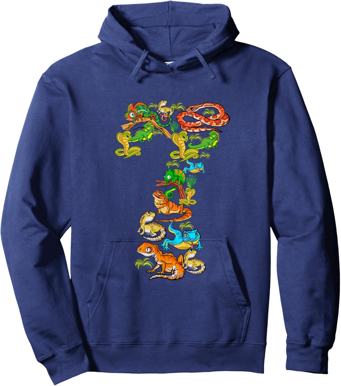 Kinder 7. Geburtstag Reptilien Eidechsen Motto 7 Jahre alte Jungen Hoodie - Hoodie | Navy