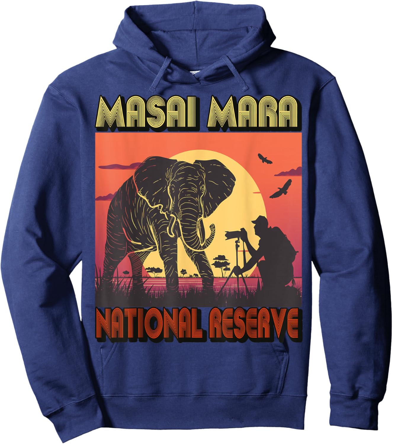 Masai Mara Elephant National reserve Kenya Safari Tour Hoodie - Hoodie | Navy