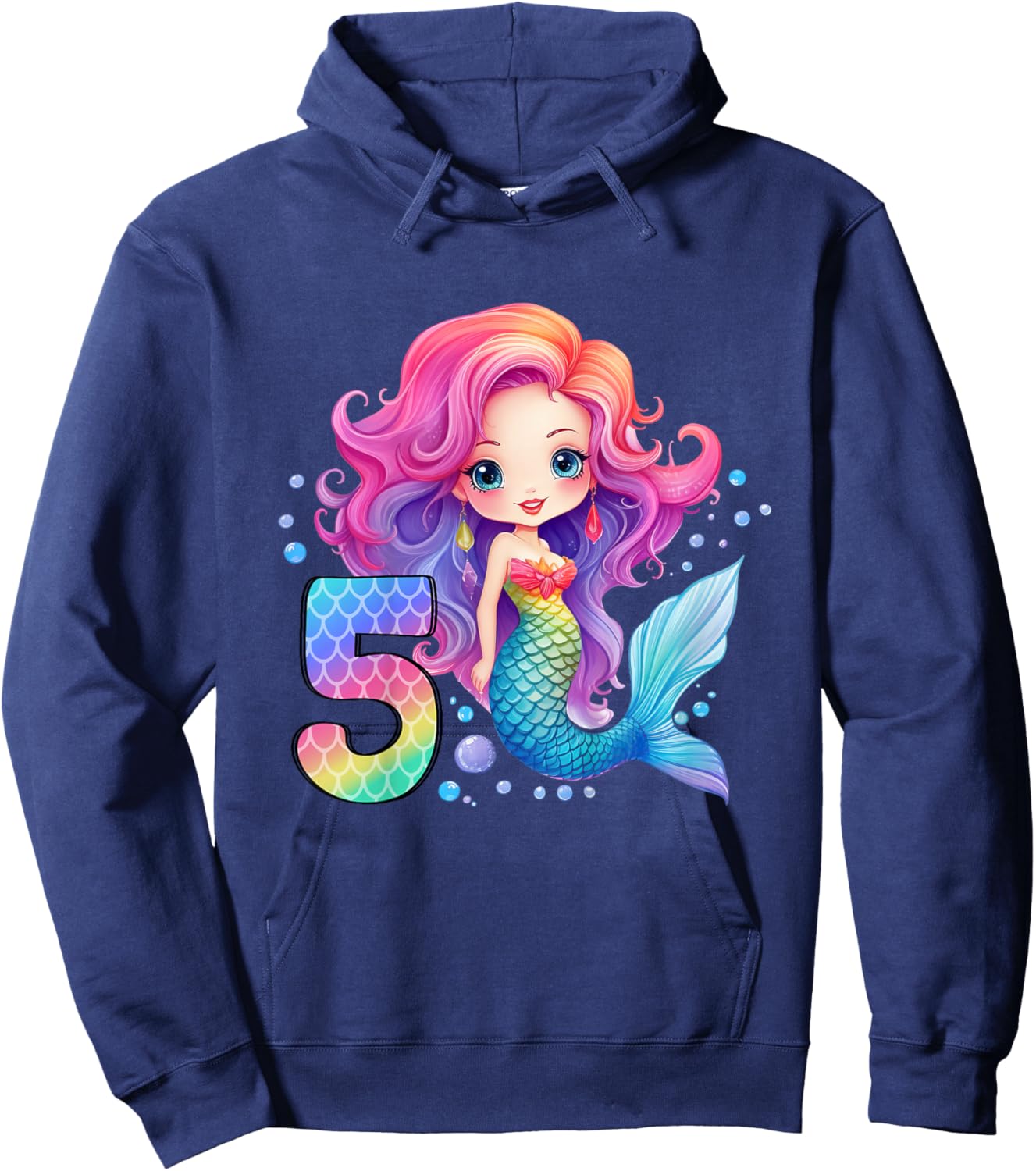 5 Geburtstag Mädchen 5 Jahre Geburtstagsoutfit Meerjungfrau Hoodie - Hoodie | Navy