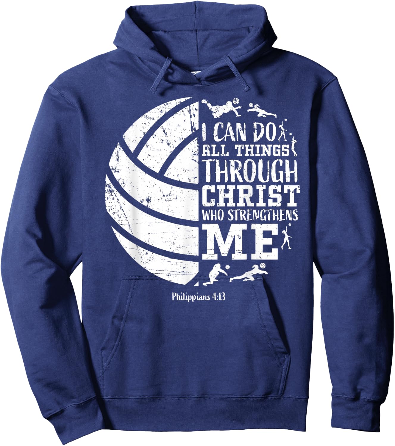 Cute Philippians 4 13 Volleyball I Can Do All Things Graphic Hoodie - Hoodie | Navy